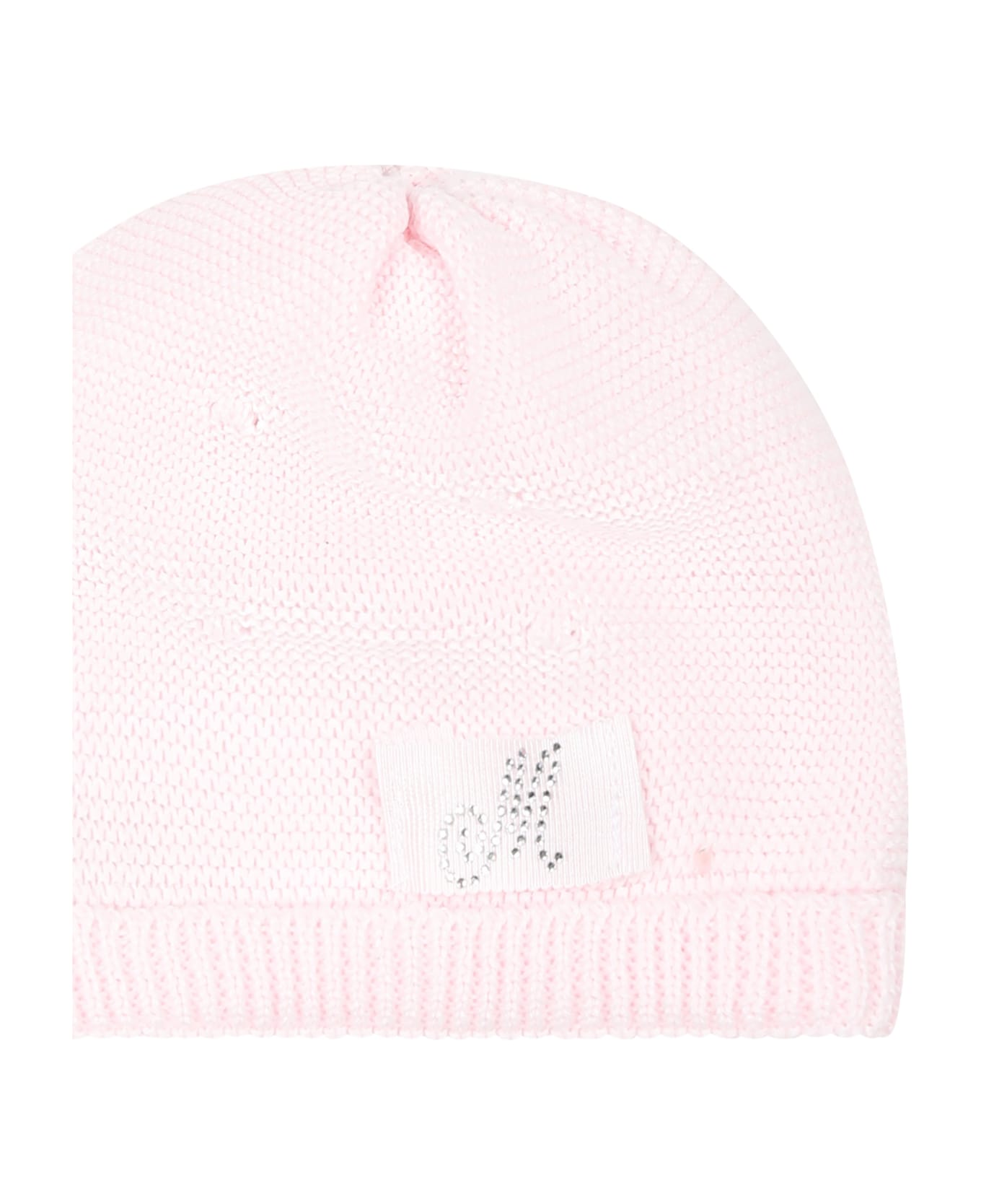 Monnalisa Pink Hat For Baby Girl With Logo - Pink