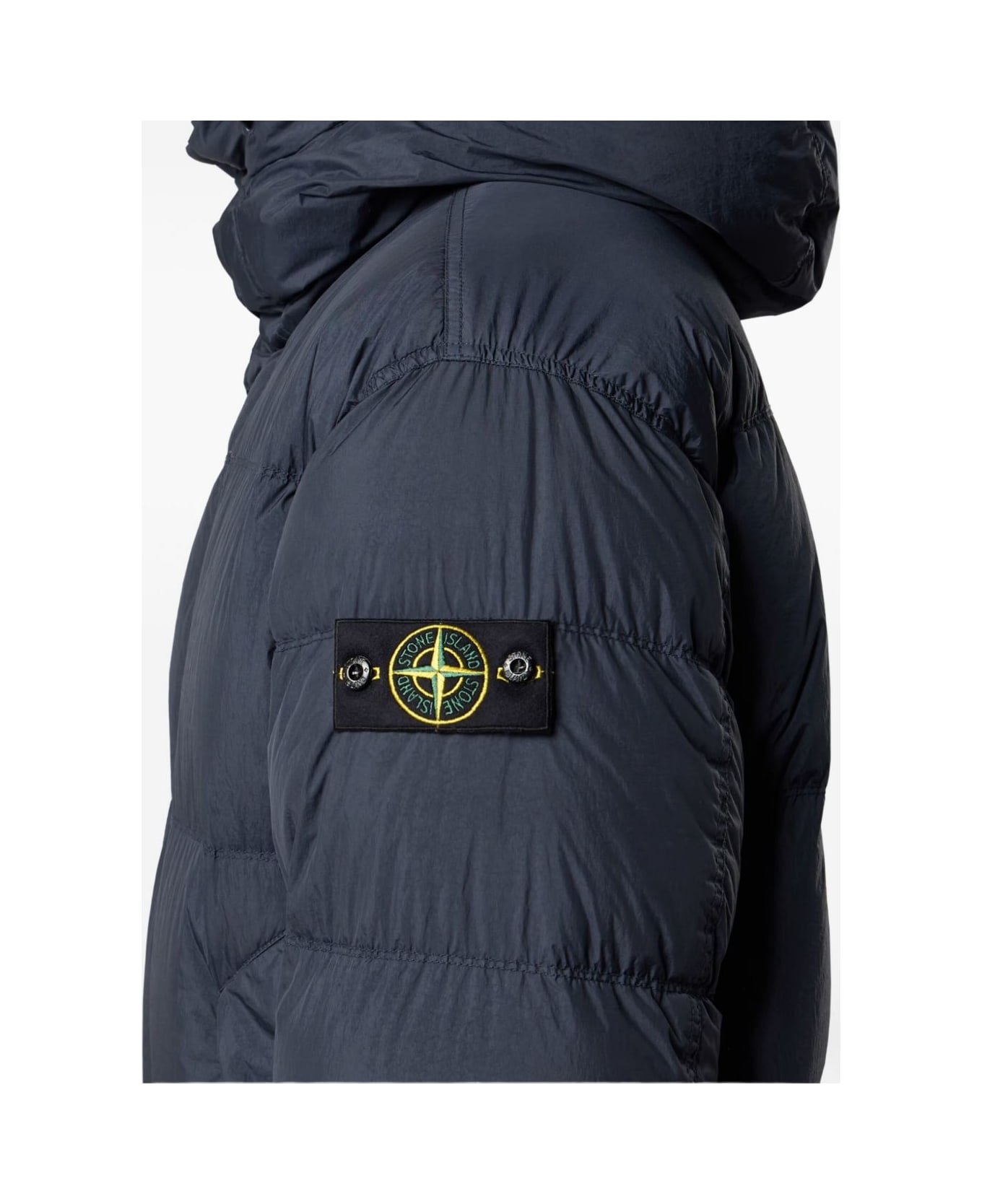 Stone Island Short Hooded Down Jacekt - Blue
