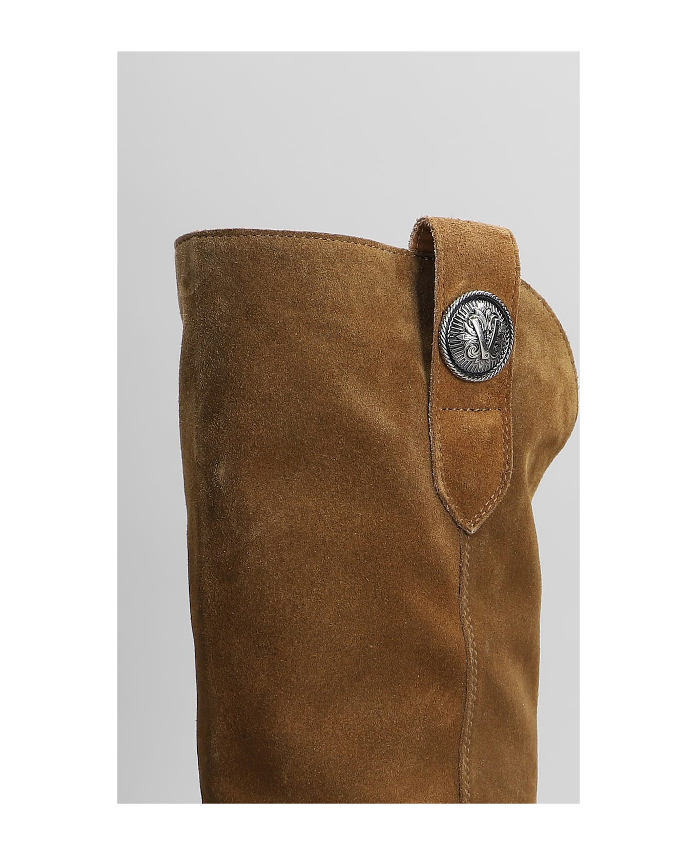 Via Roma 15 Texan Ankle Boots In Leather Color Suede - leather color