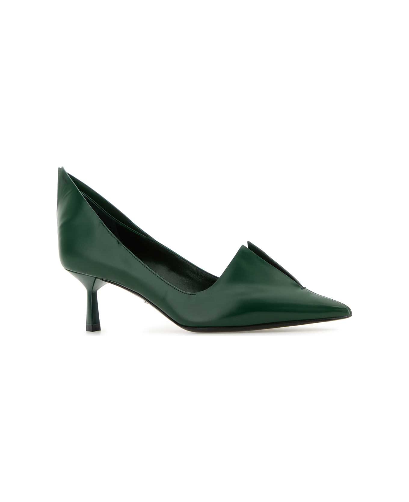 Prada Dark Green Leather Pumps - ABETE