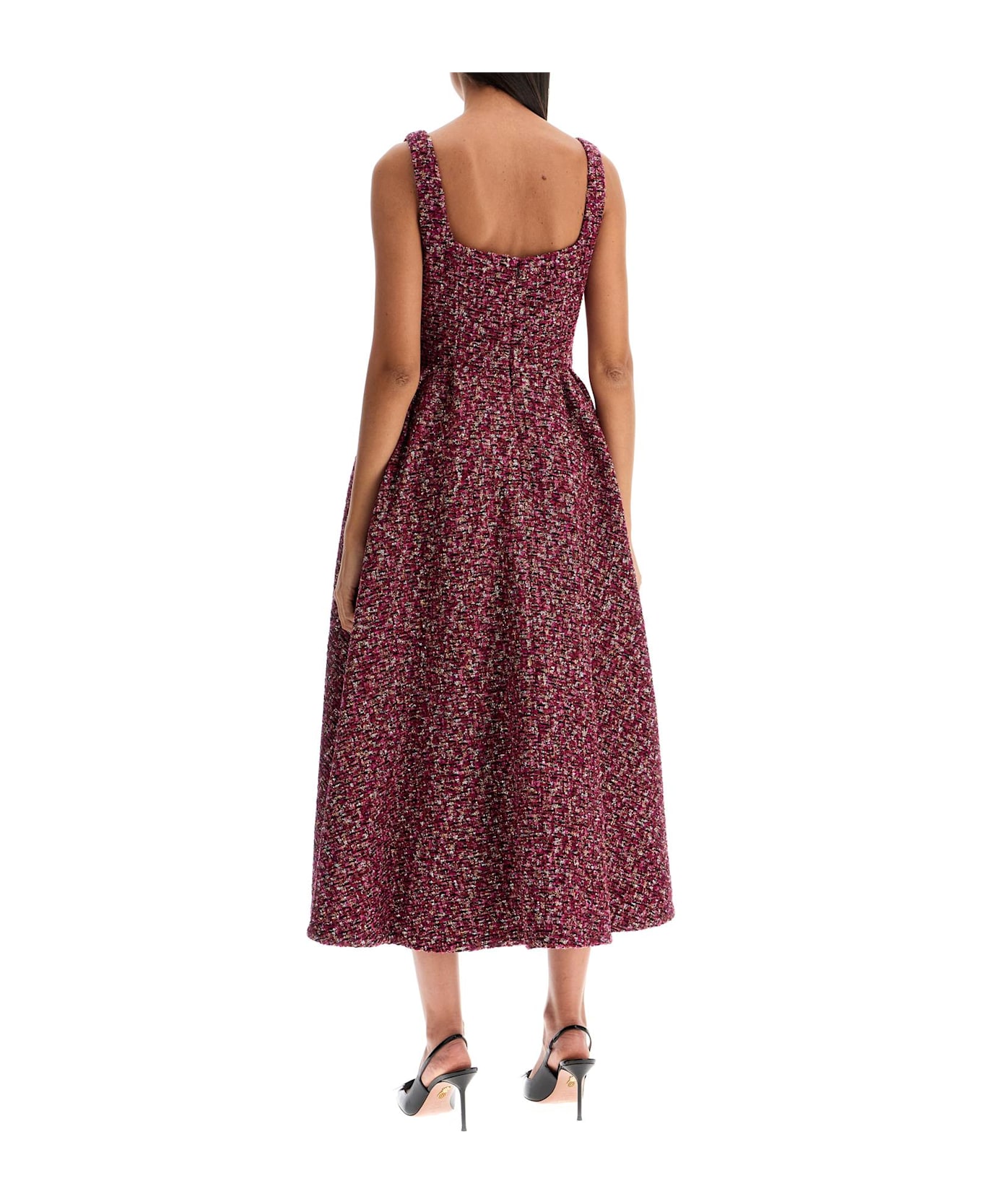 Alessandra Rich Midi Dress In Tweed With Sequ - PURPLE-BLACK (Purple)