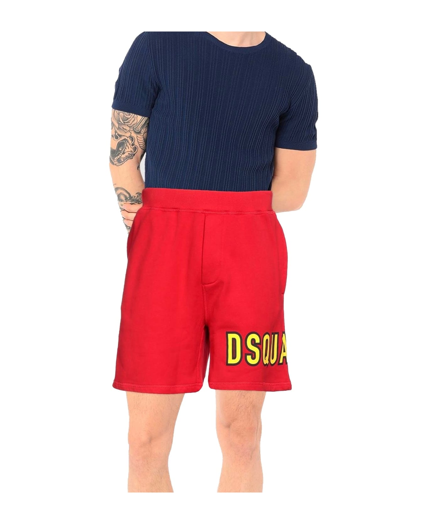 Dsquared2 Cotton Logo Shorts - Red