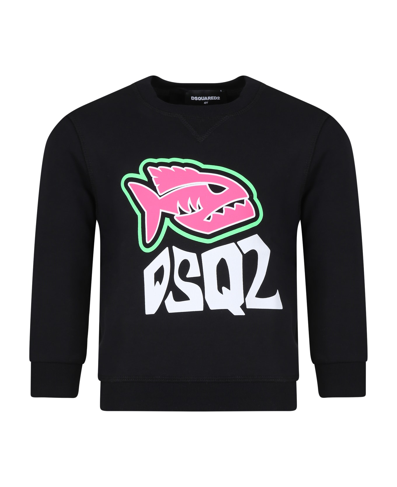 Dsquared2 Black Sweatshirt For Boy With Logo And Print - Black ニットウェア＆スウェットシャツ
