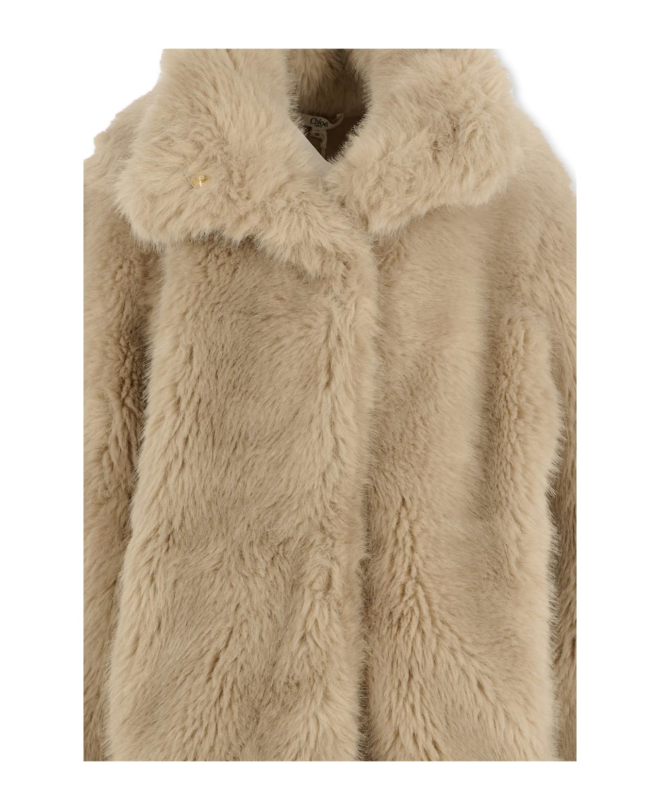 Chloé Grey Faux Fur Coat For Girl - Grey