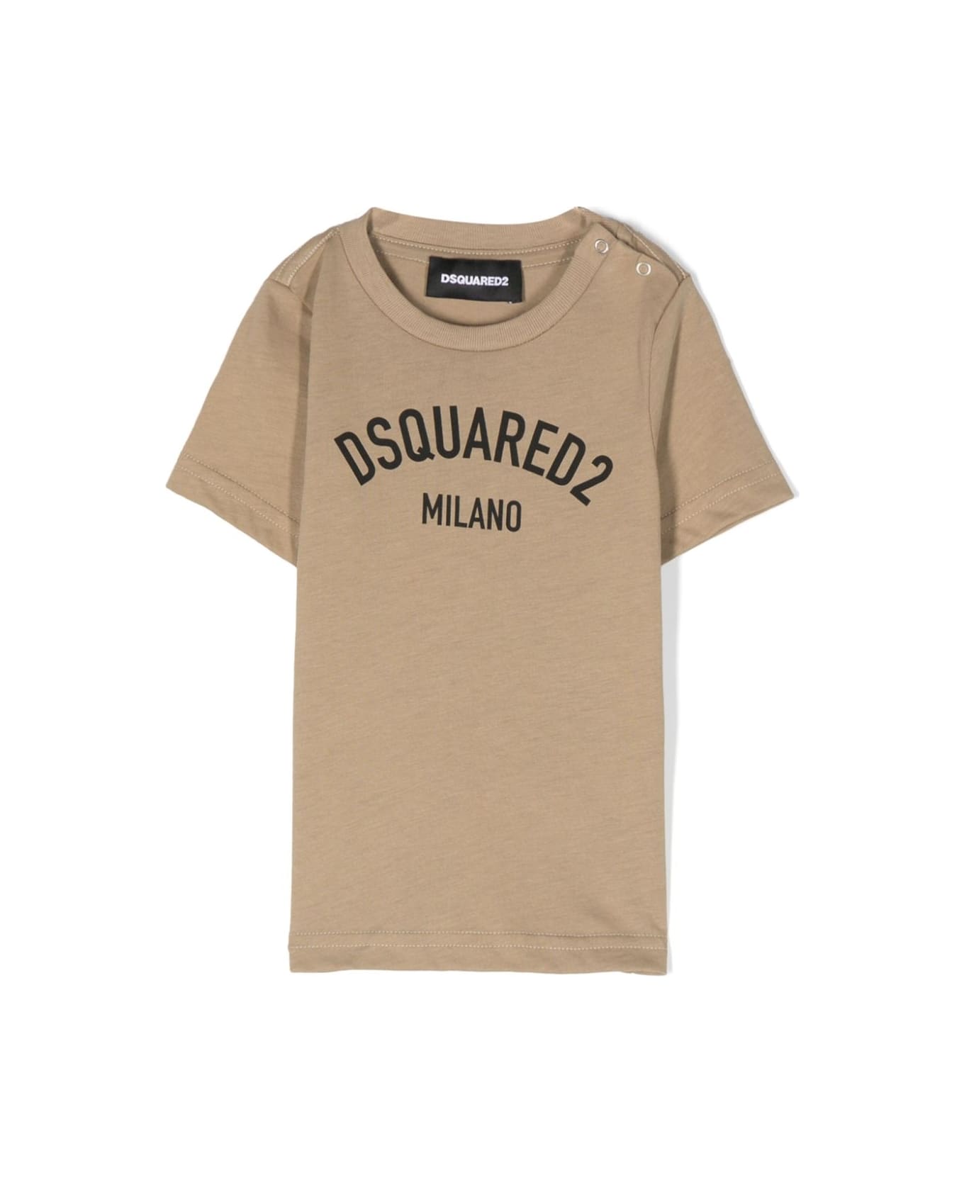 Dsquared2 Cotton T-shirt With Logo Print - Beige Tシャツ＆ポロシャツ