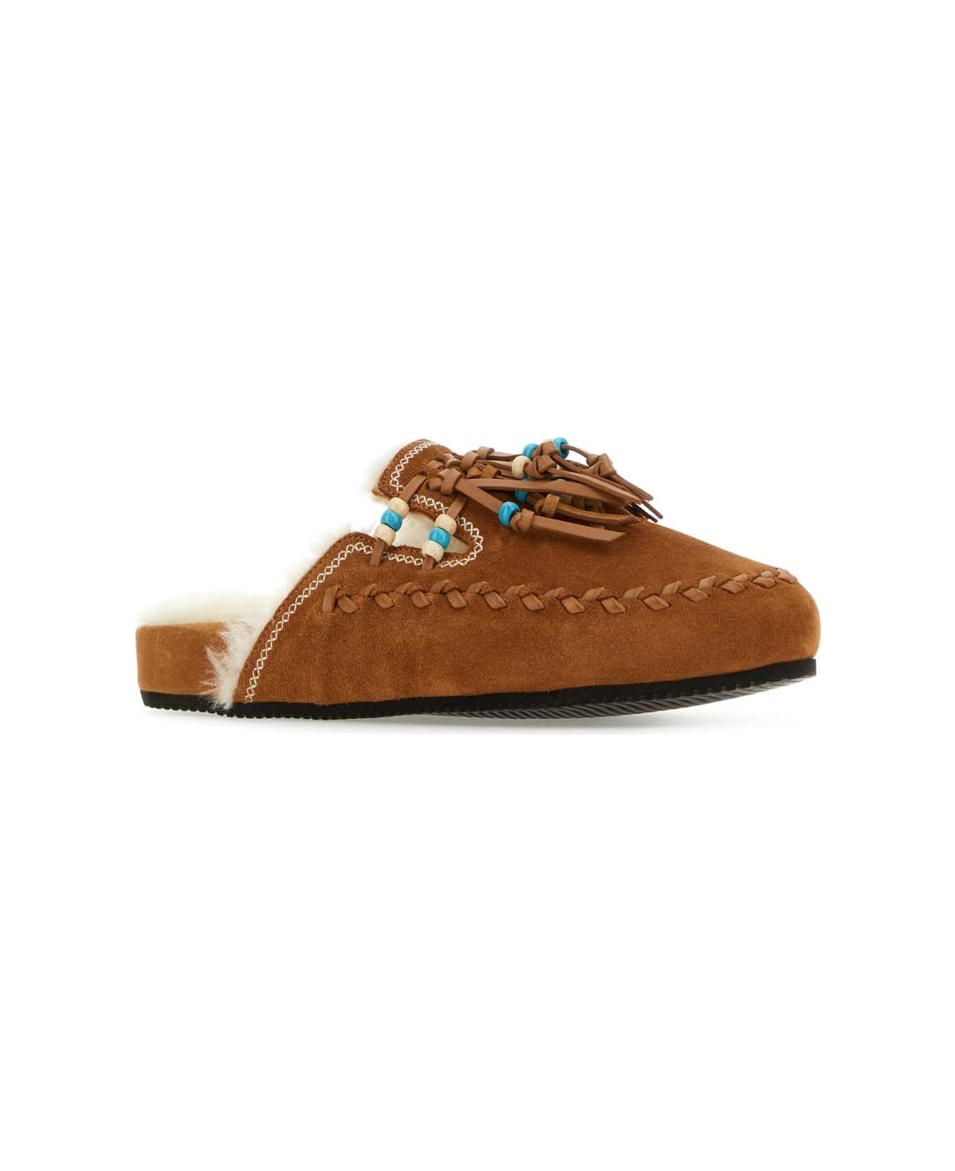 Alanui Brown Suede Leather The Journey Slippers - 6400