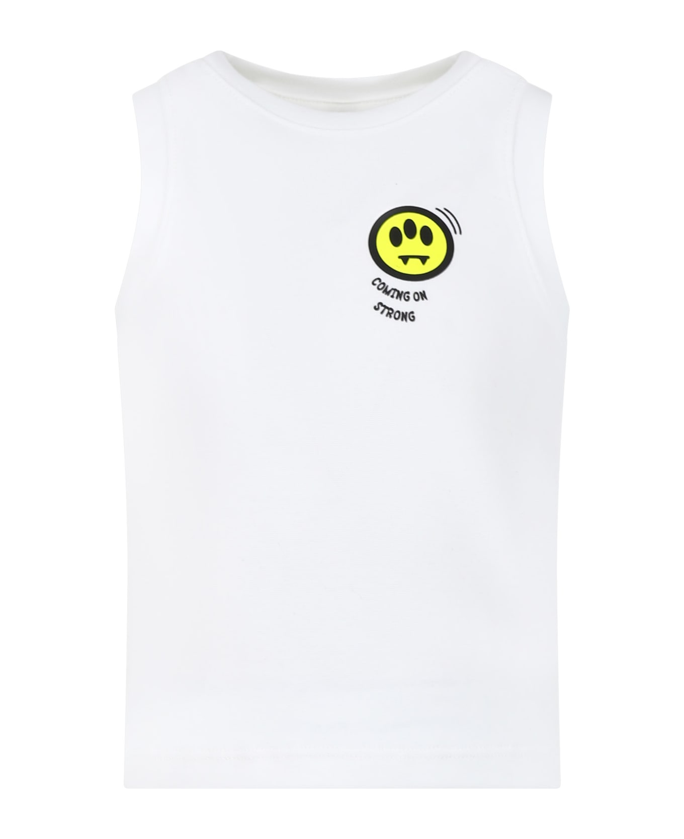 Barrow White Tank Top For Girl With Logo - Bianco