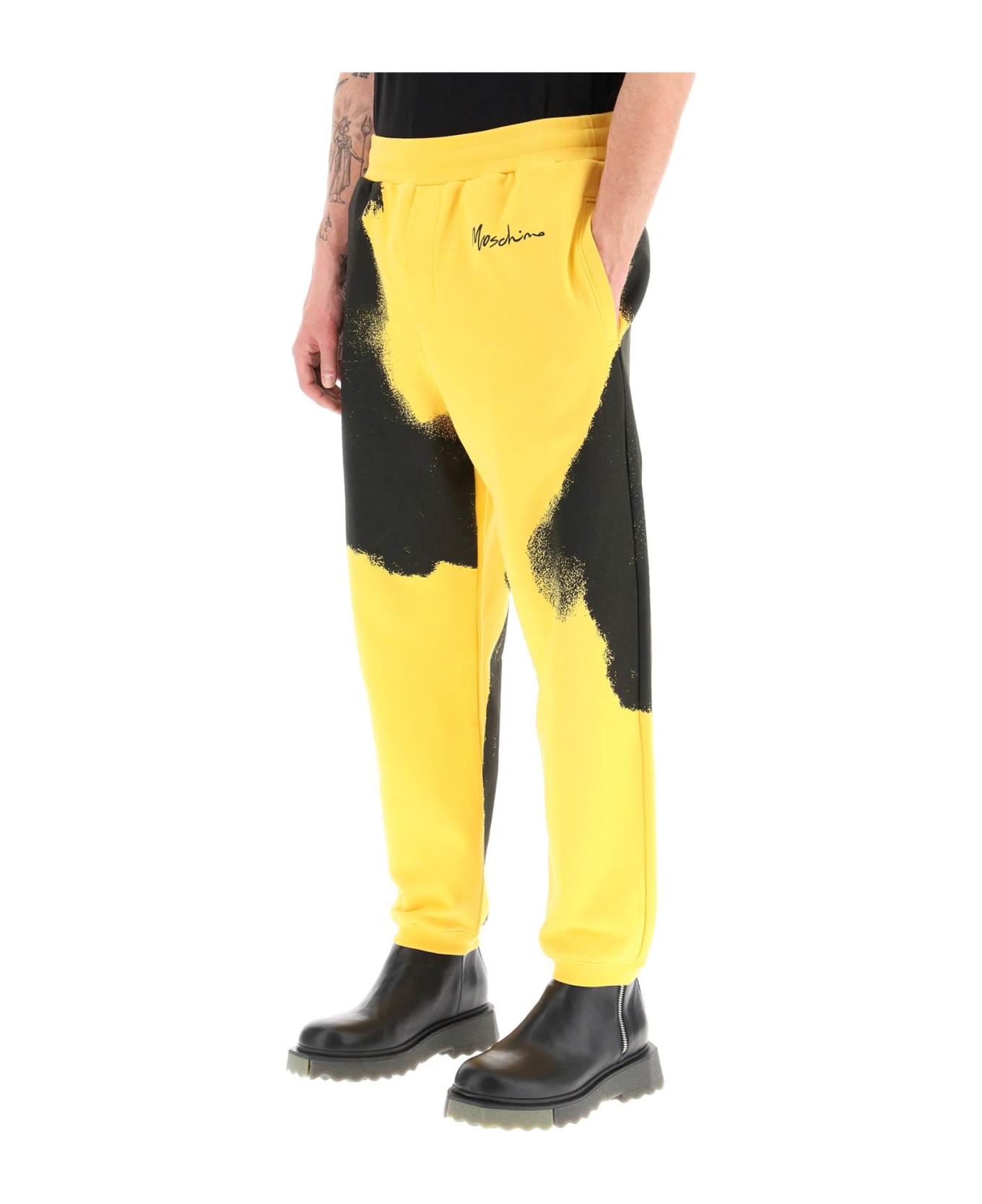 Moschino Graphic Print Jogger Pants With Logo - FANTASIA GIALLO (Yellow)