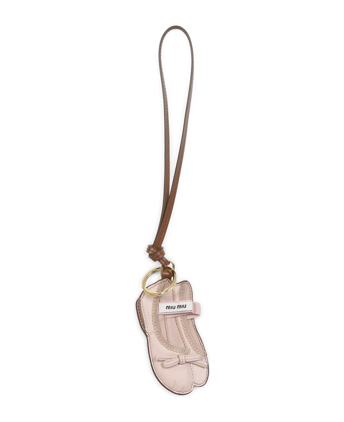 Miu Miu Pastel Pink Leather Keyring - NINFEA