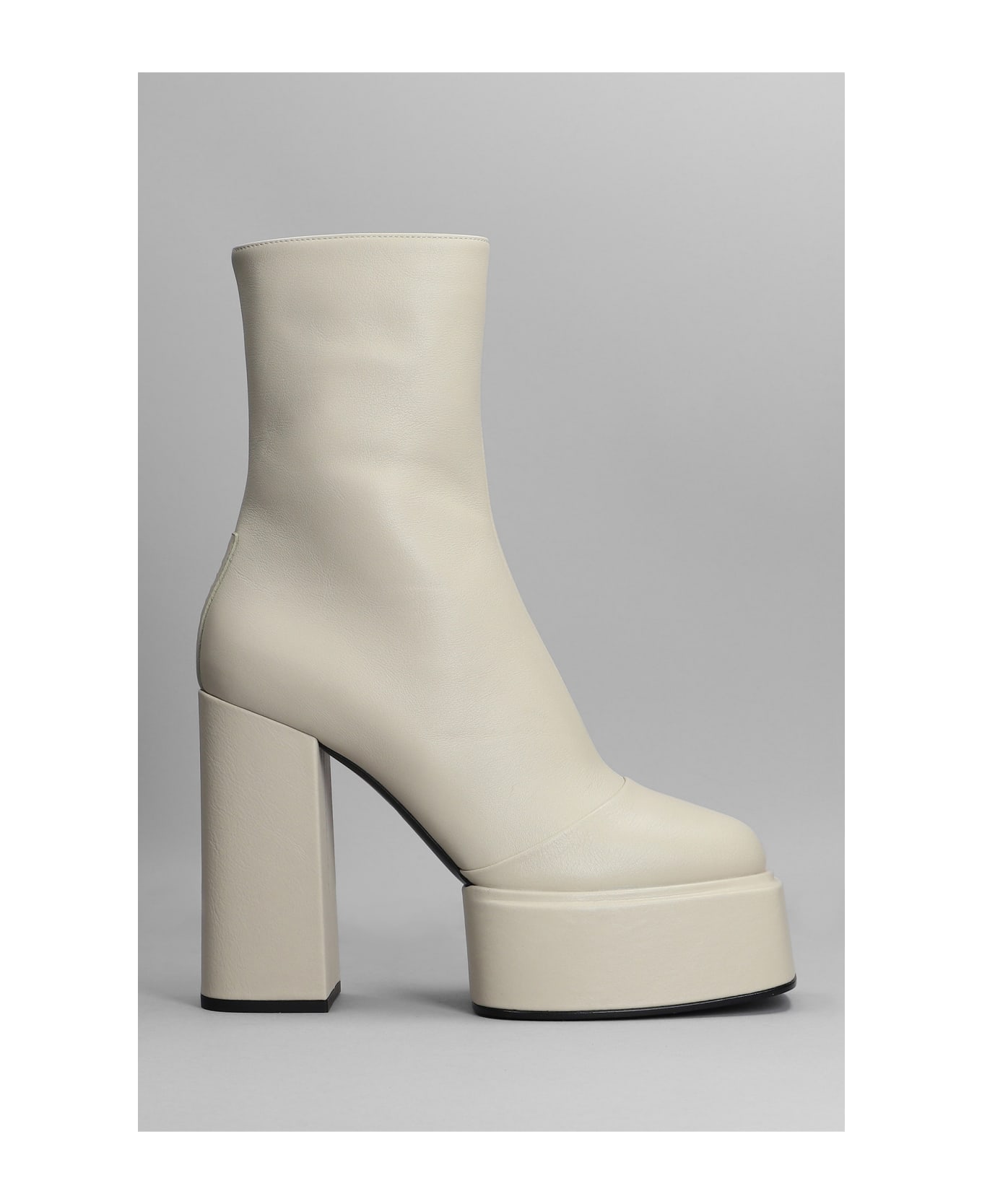 3JUIN Iara 080 High Heels Ankle Boots In Beige Leather - Butter