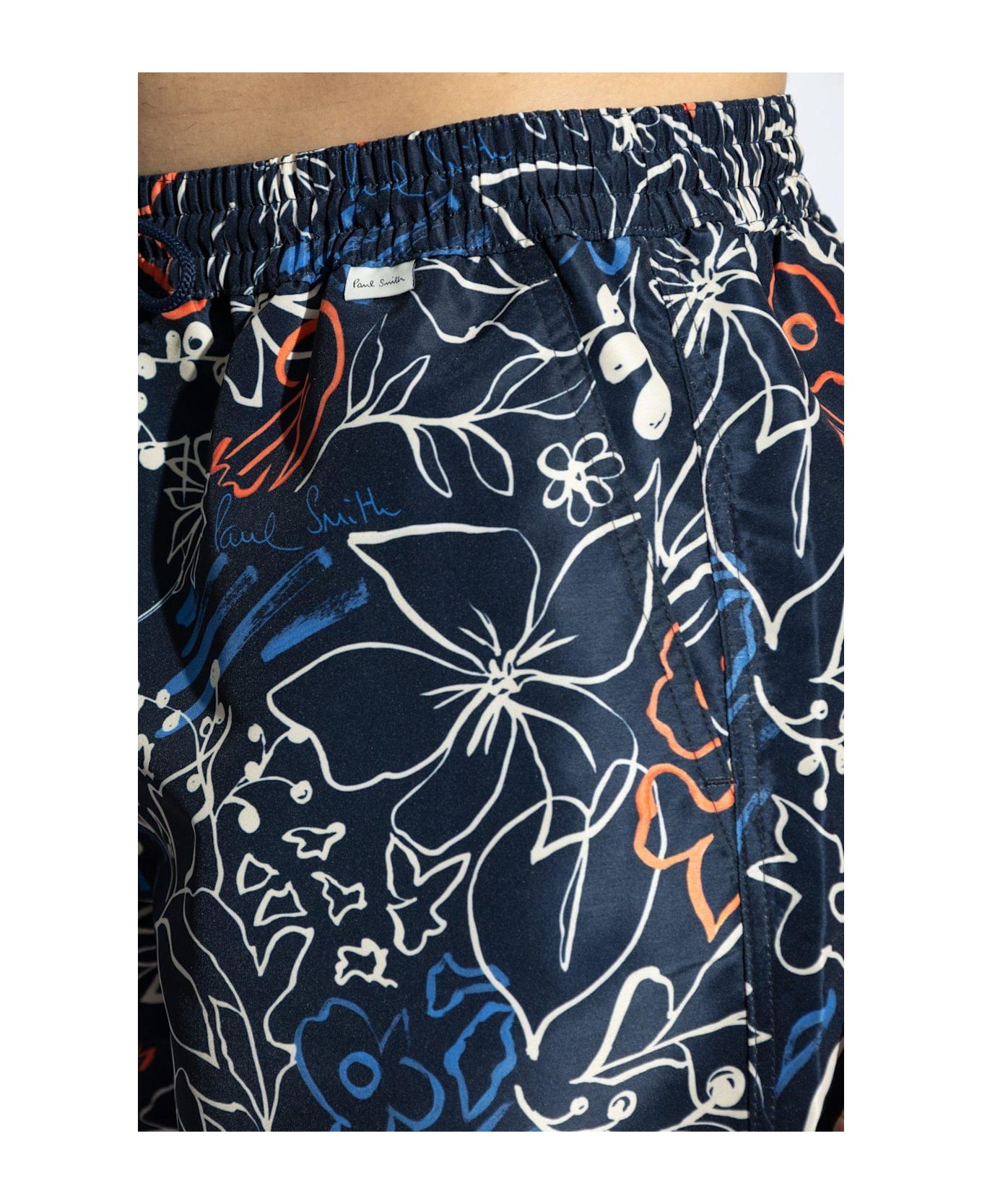 Paul Smith Floral-printed Drawstring Swim Shorts - BLUE