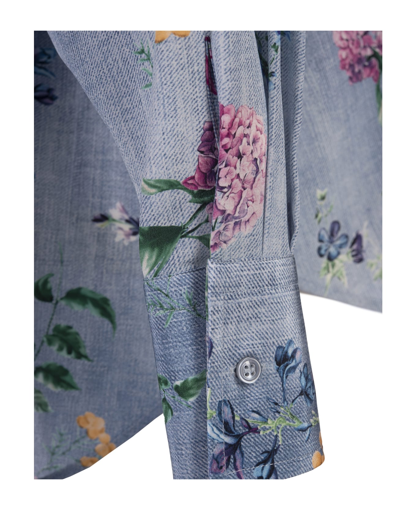 Ermanno Scervino Silk Over Shirt With Floral Print - Blue シャツ