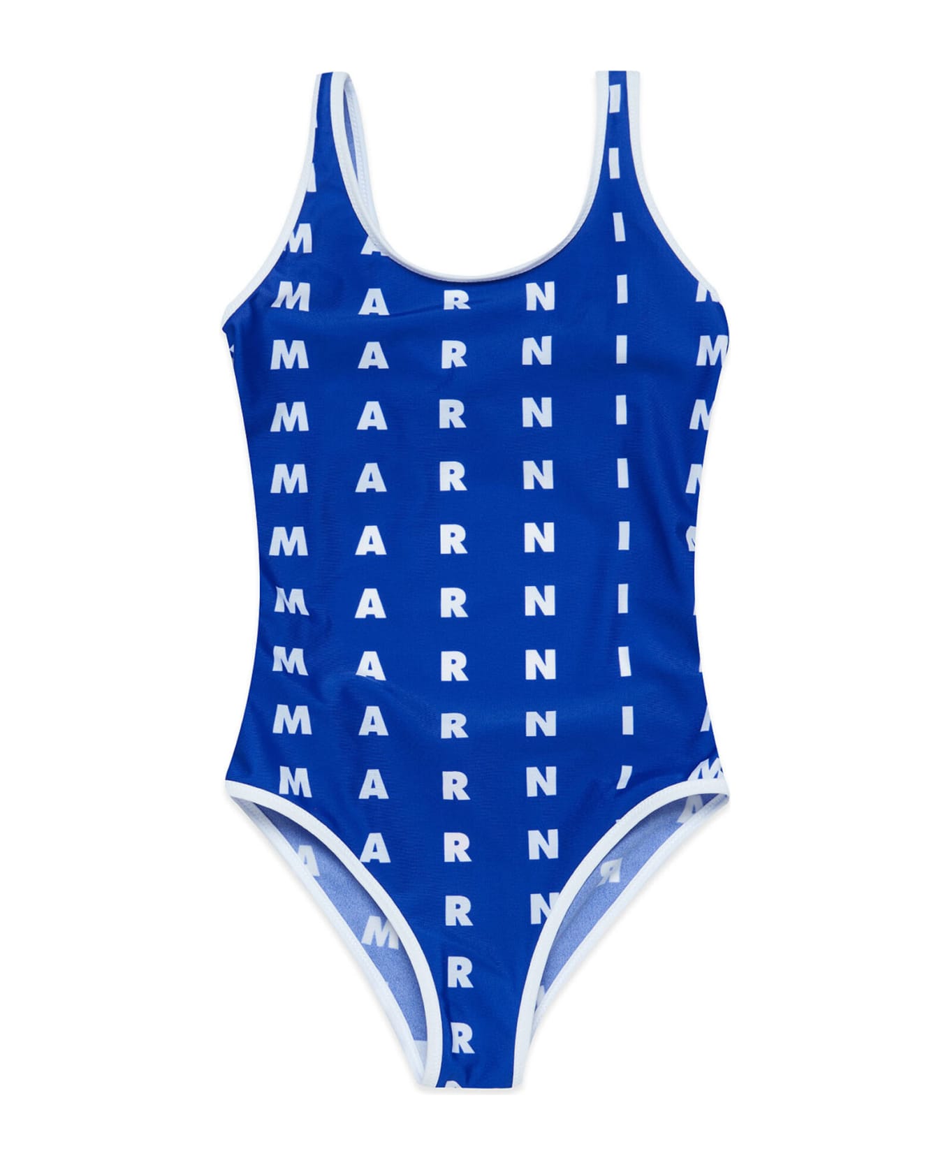 Marni Mm10f Swimsuit Marni Blue One-piece Swimming Costume In Lycra With Allover Logo - MARNI JACKET WITH BLAZER MOTIF