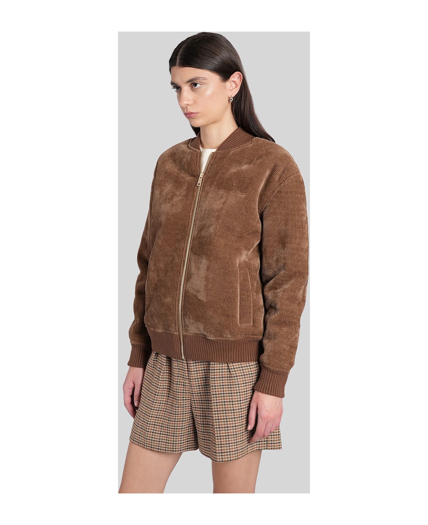 MC2 Saint Barth Celia Cordue Bomber Jacket In Brown Polyester - brown