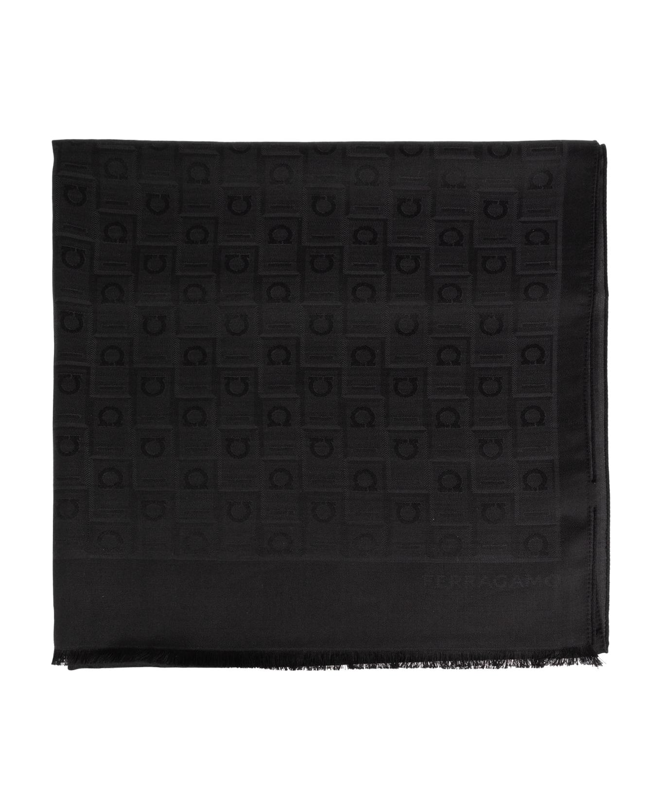 Ferragamo Scarf With Monogram - Black