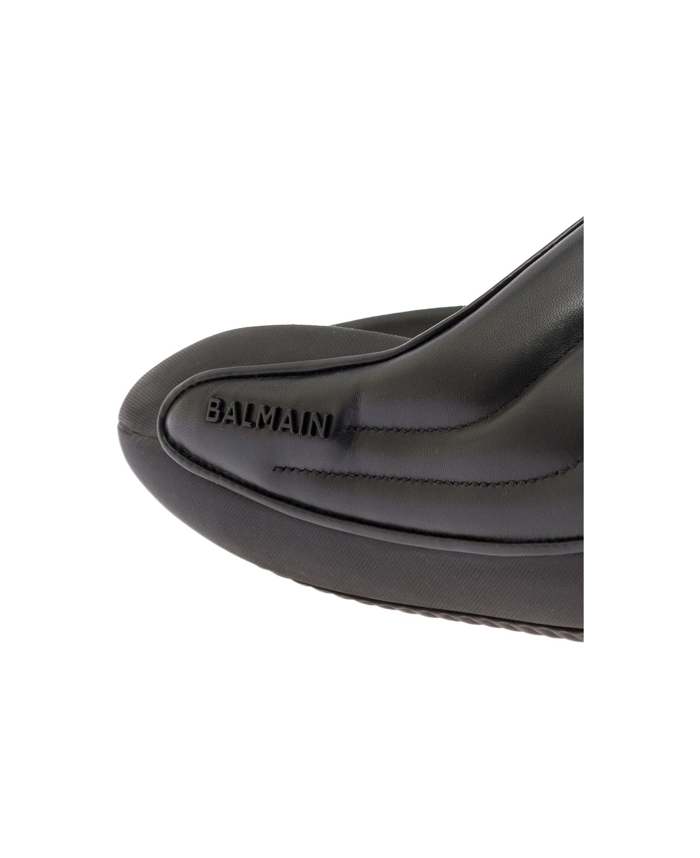 Balmain Black 'b-it' Quilted Platform Slides In Lambskin - Black