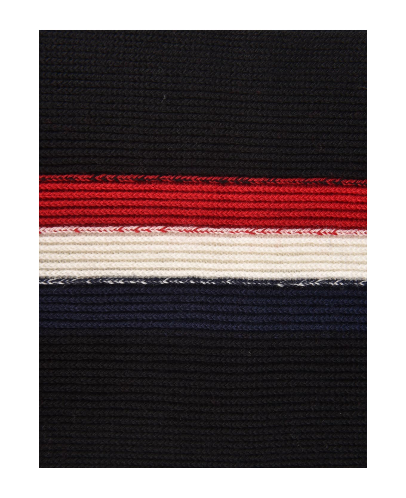Moncler Stripe Ribbed Beanie - Black