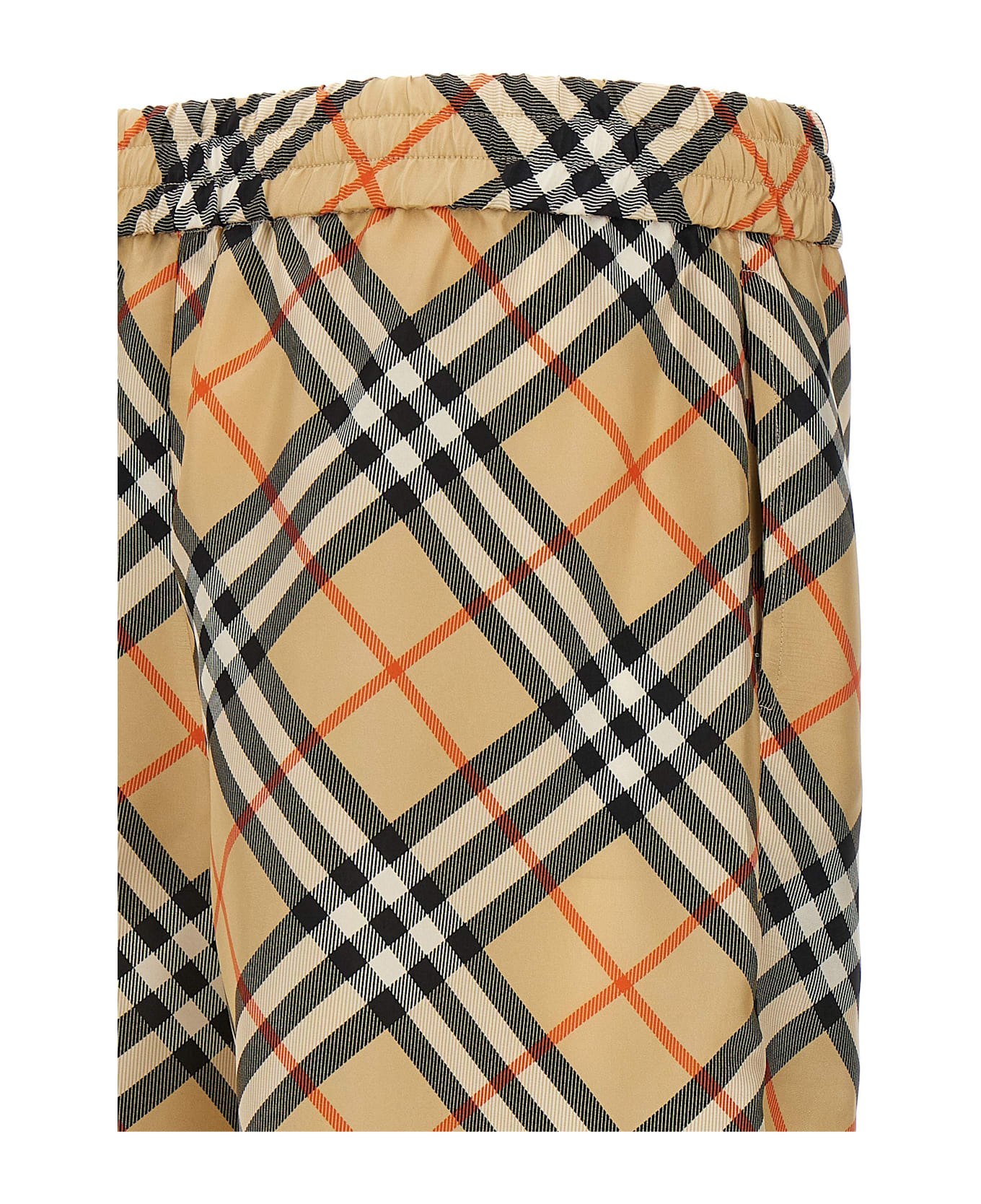 Burberry Check Silk Bermuda Shorts - Beige