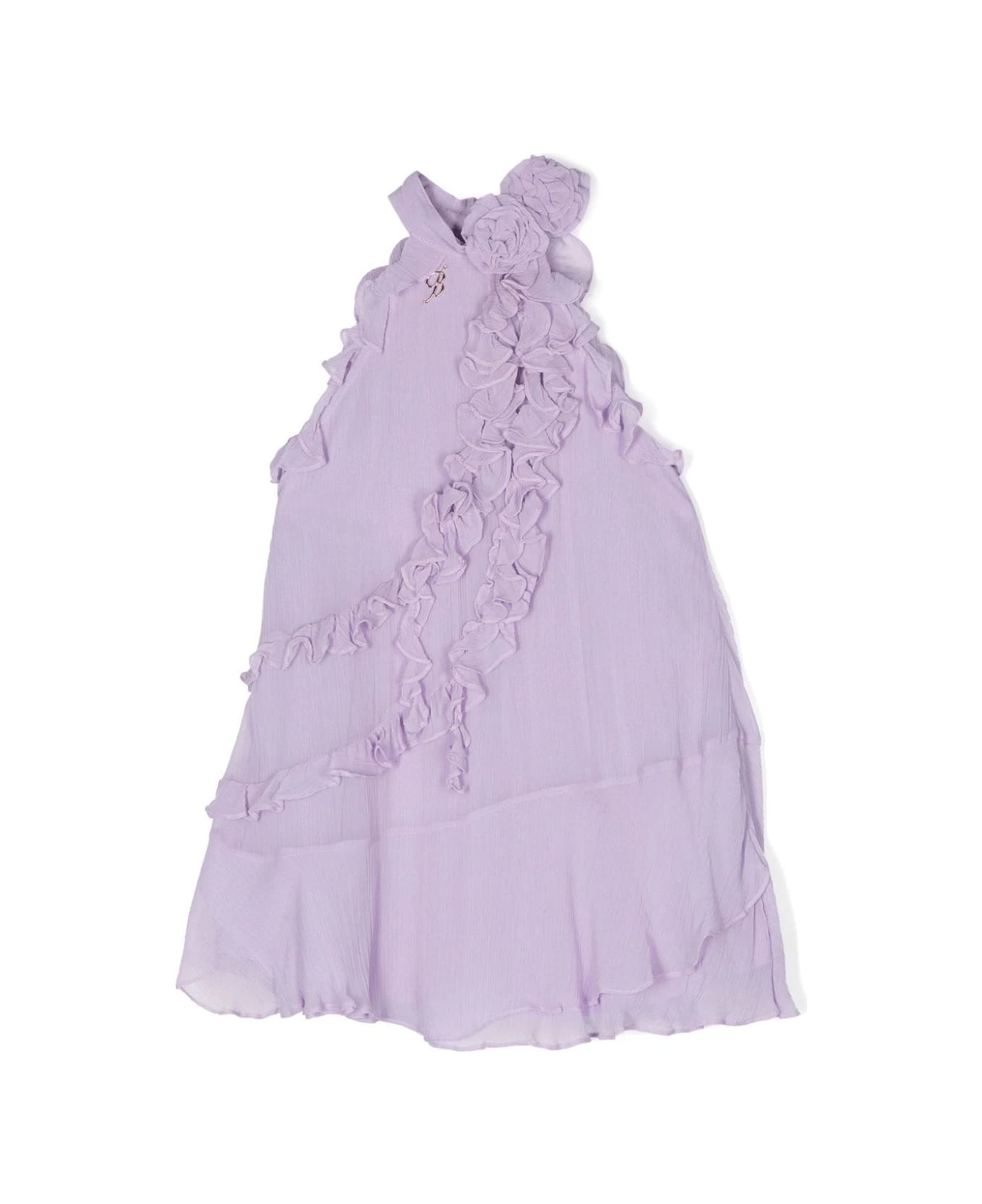 Miss Blumarine Lilac Ruffled Chiffon Dress - Purple