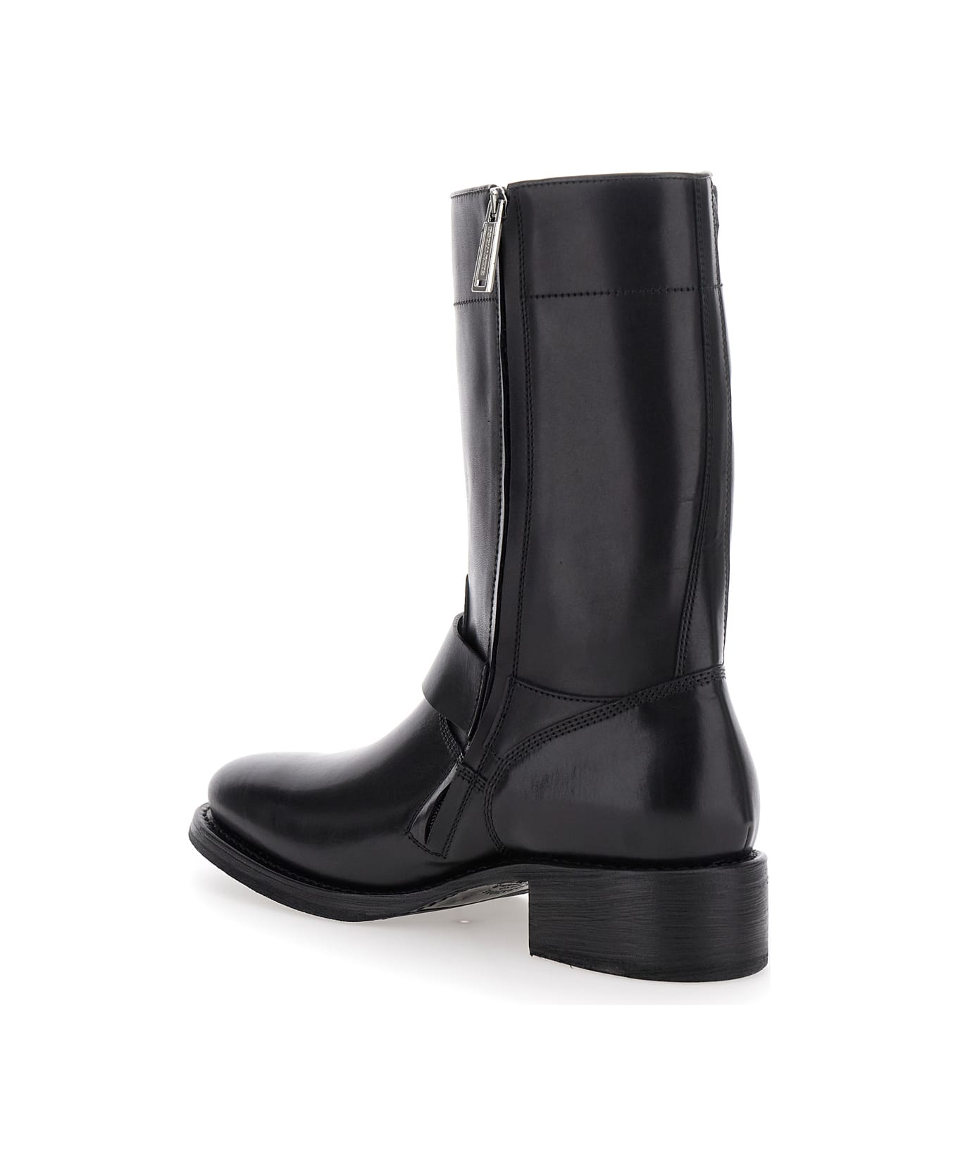 Dsquared2 
ducati X D2
 Black Ankle Boots With Side Zip Closure And Maxi Logo Lettering On The Side In Leather Man - Black ブーツ
