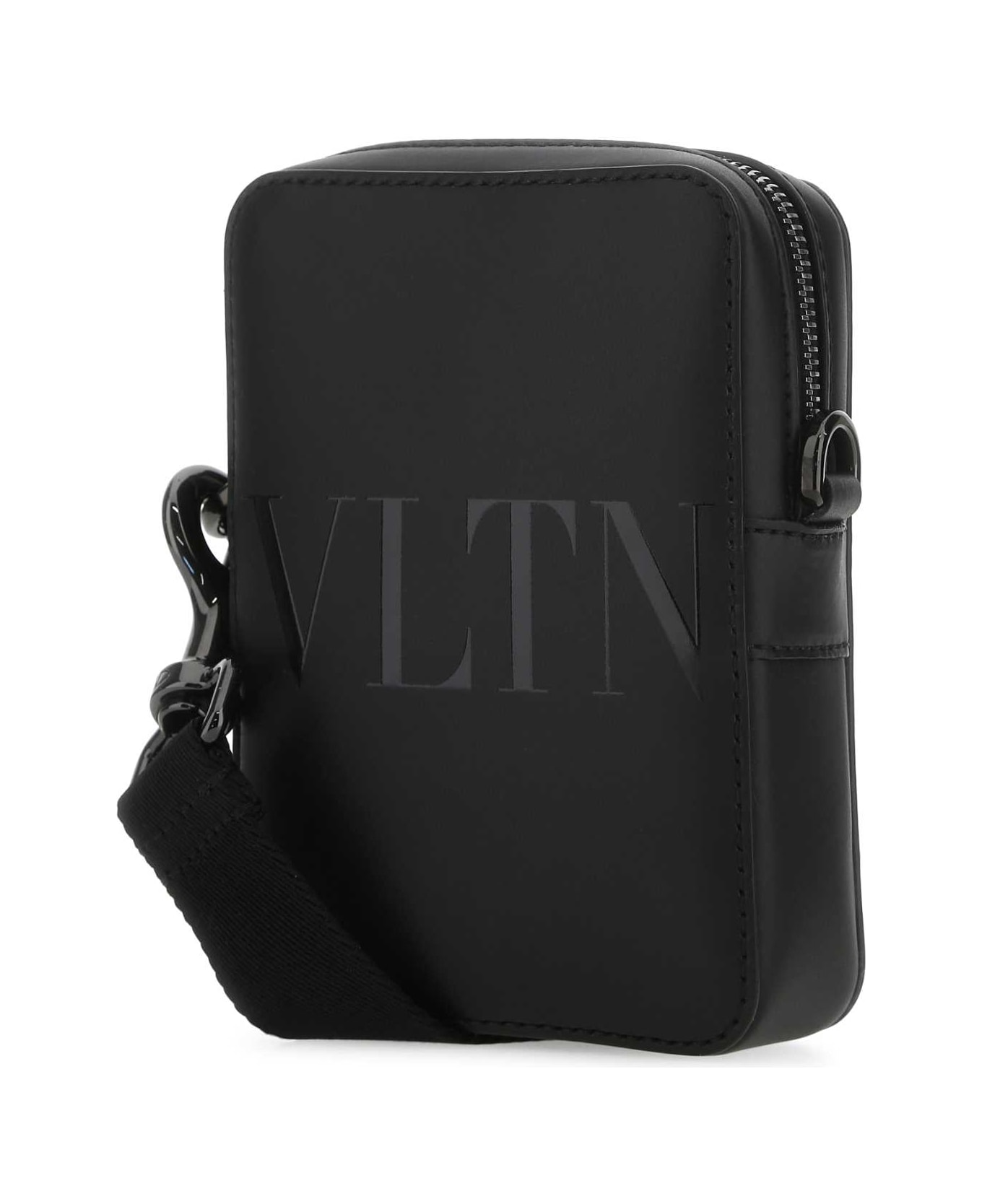 Valentino Garavani Black Leather Vltn Crossbody Bag - NERO