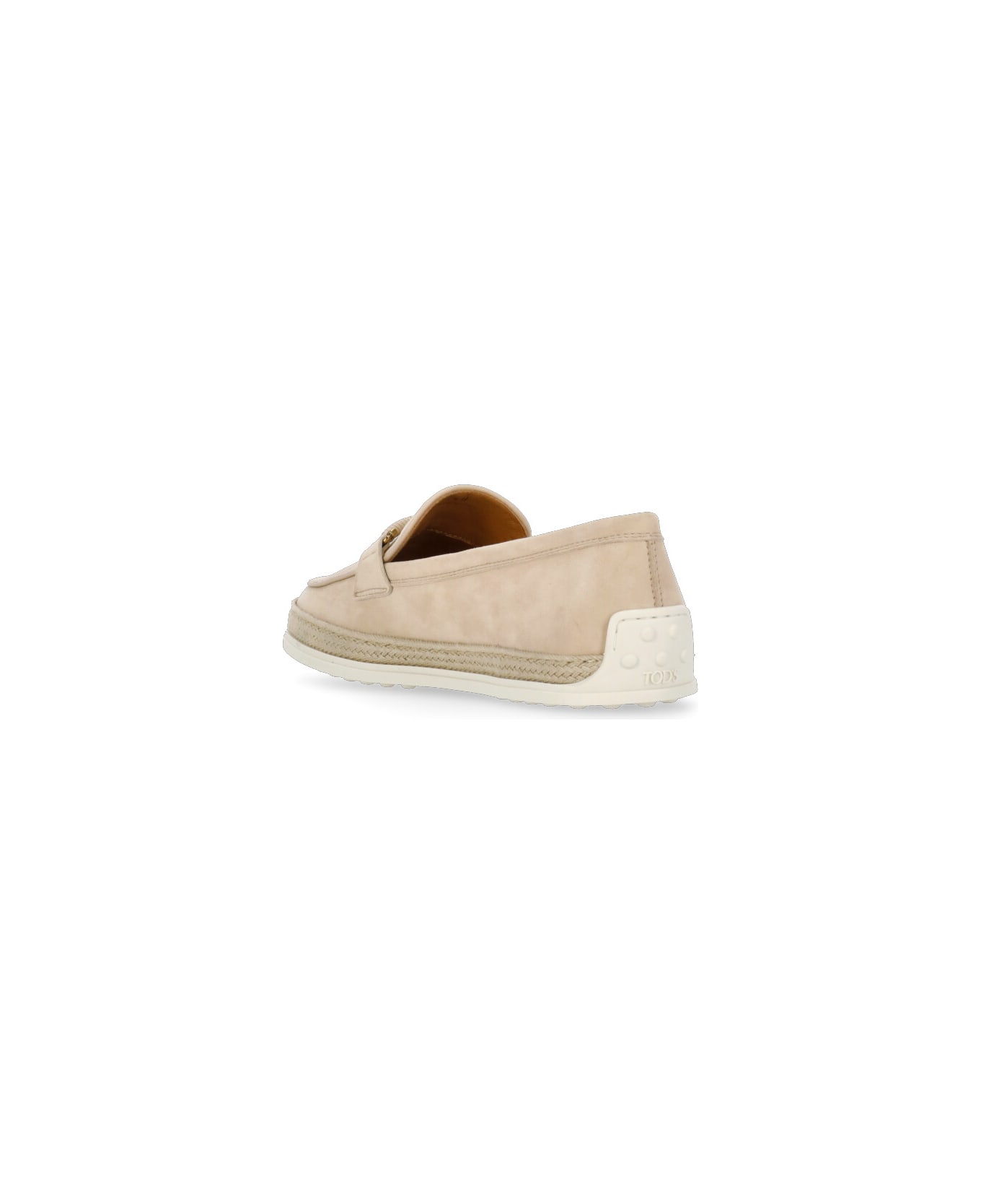 Tod's Suede Loafers With Metal Chain Detail - Beige
