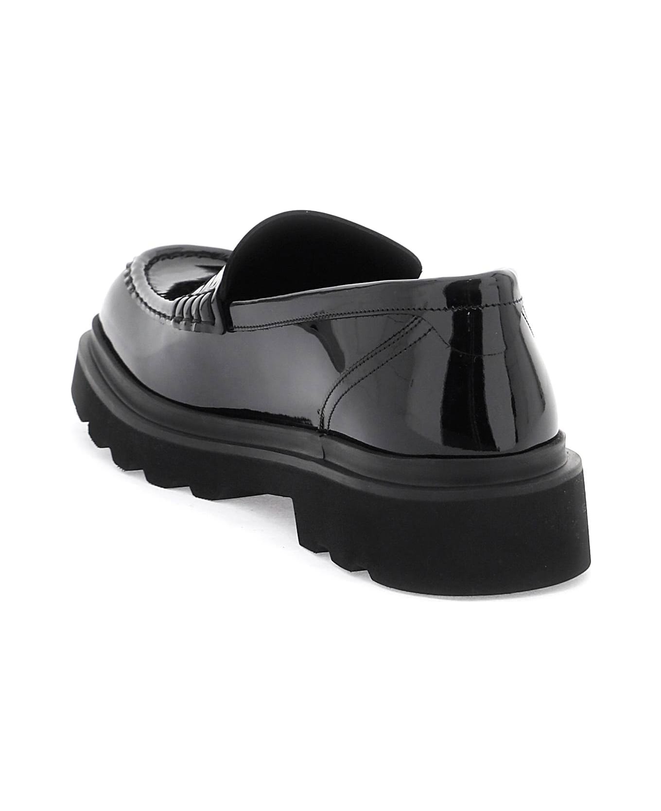 Dolce & Gabbana Patent Leather Mocassins - NERO (Black) ローファー＆デッキシューズ