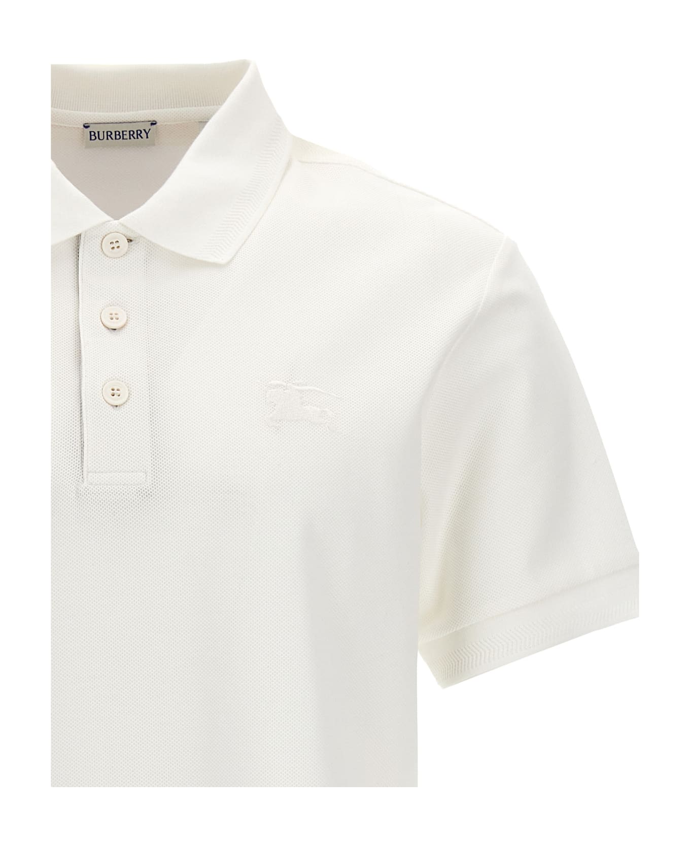 Burberry Logo Embroidery Polo Shirt - White