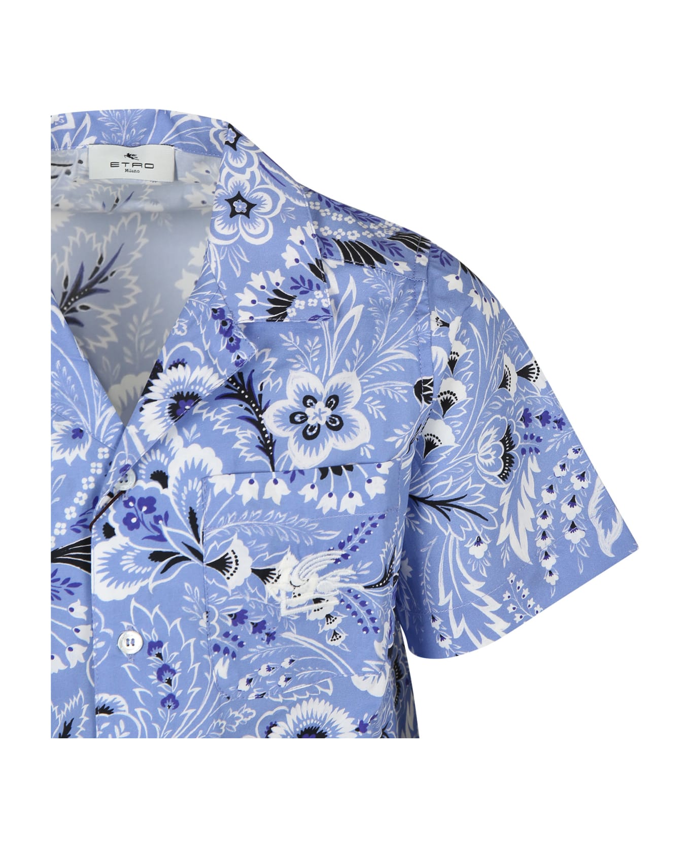 Etro Sky Blue Shirt For Boy With Paisley Pattern - Light Blue