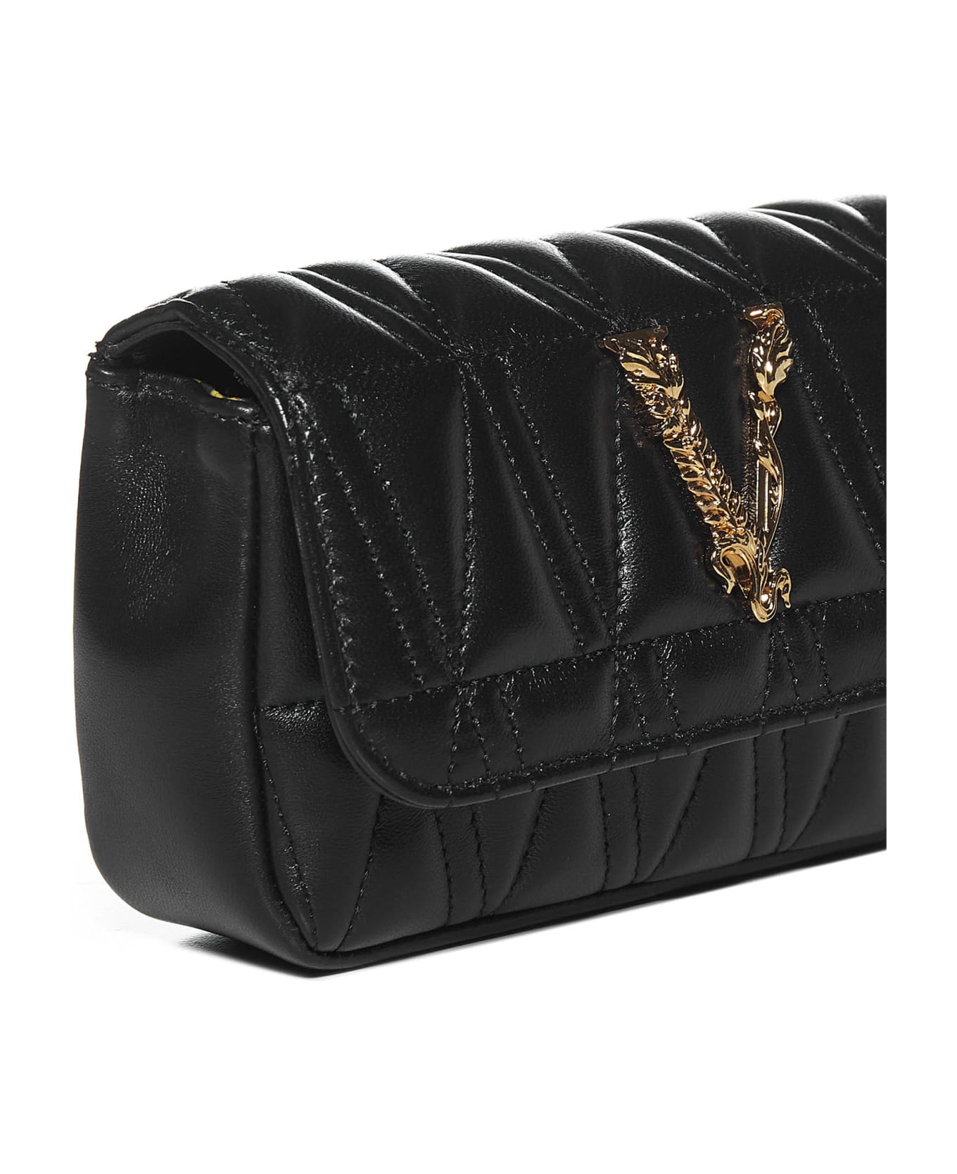 Versace Mini 'virtus' Crossbody Bag - Black