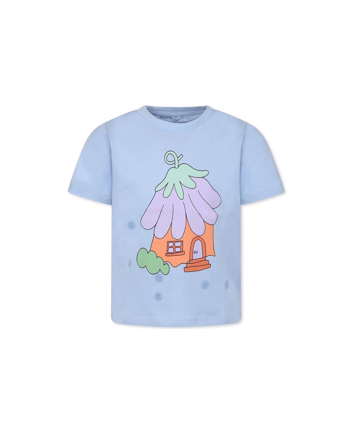 Stella McCartney Kids Light Blue T-shirt For Girl With House Print - Light Blue