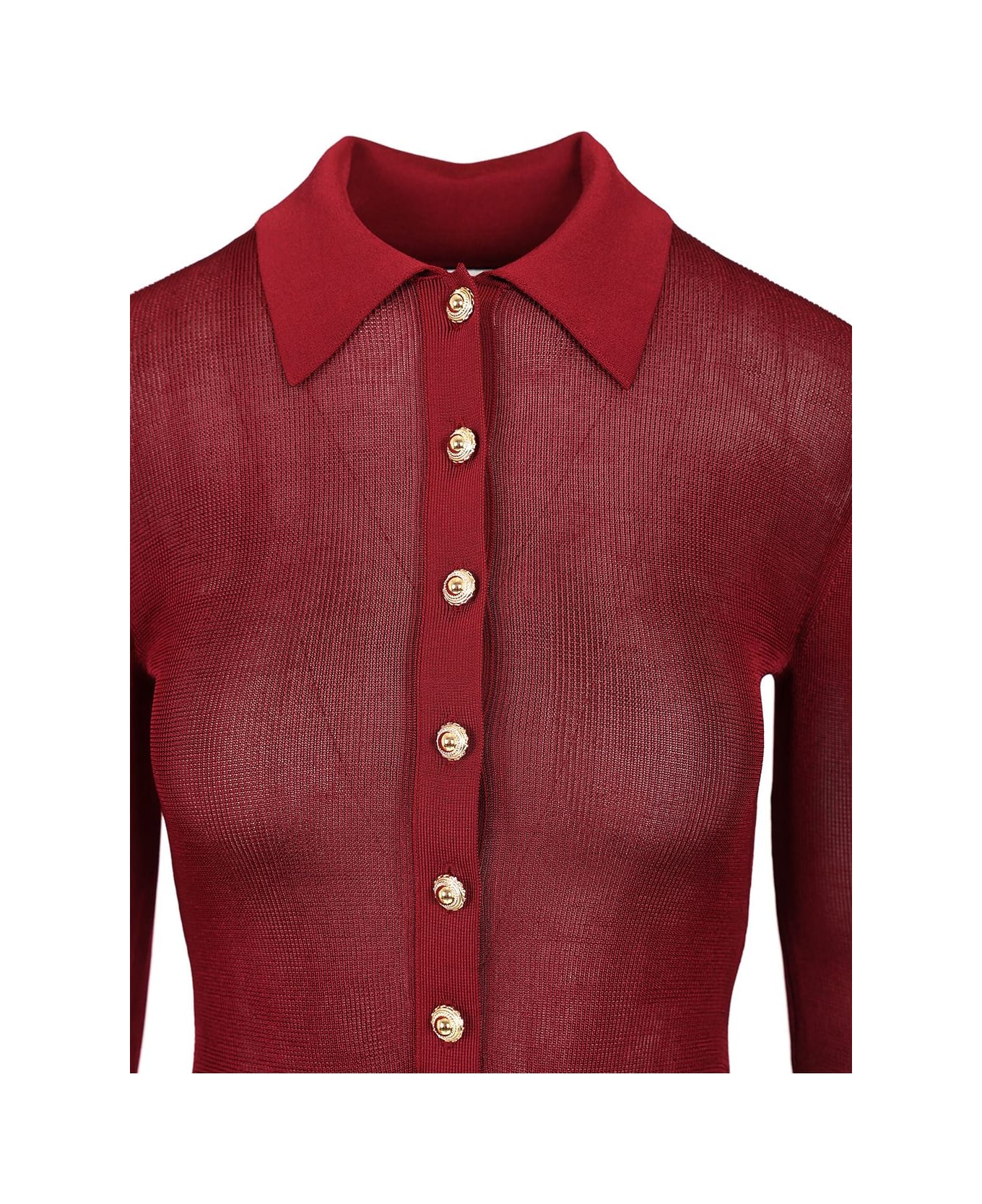 self-portrait Viscose Knitted Bodysuit - BORDEAUX