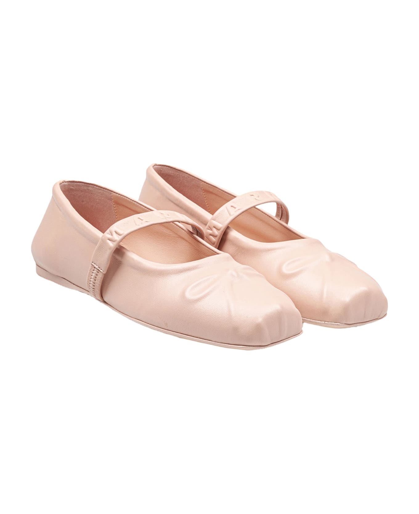 Marni Mary Jane Shoes In Leather With Embossed Bow - PINK