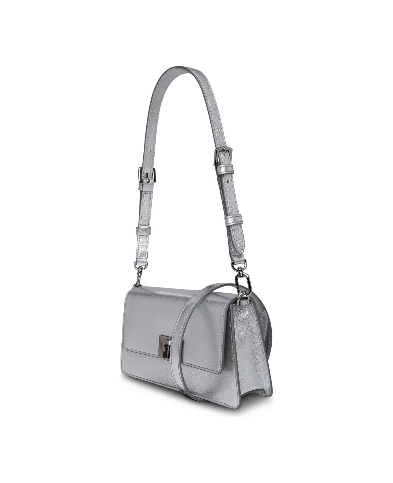 Furla Zoe Mini Crossbody Bag In Silver Leather - Silver