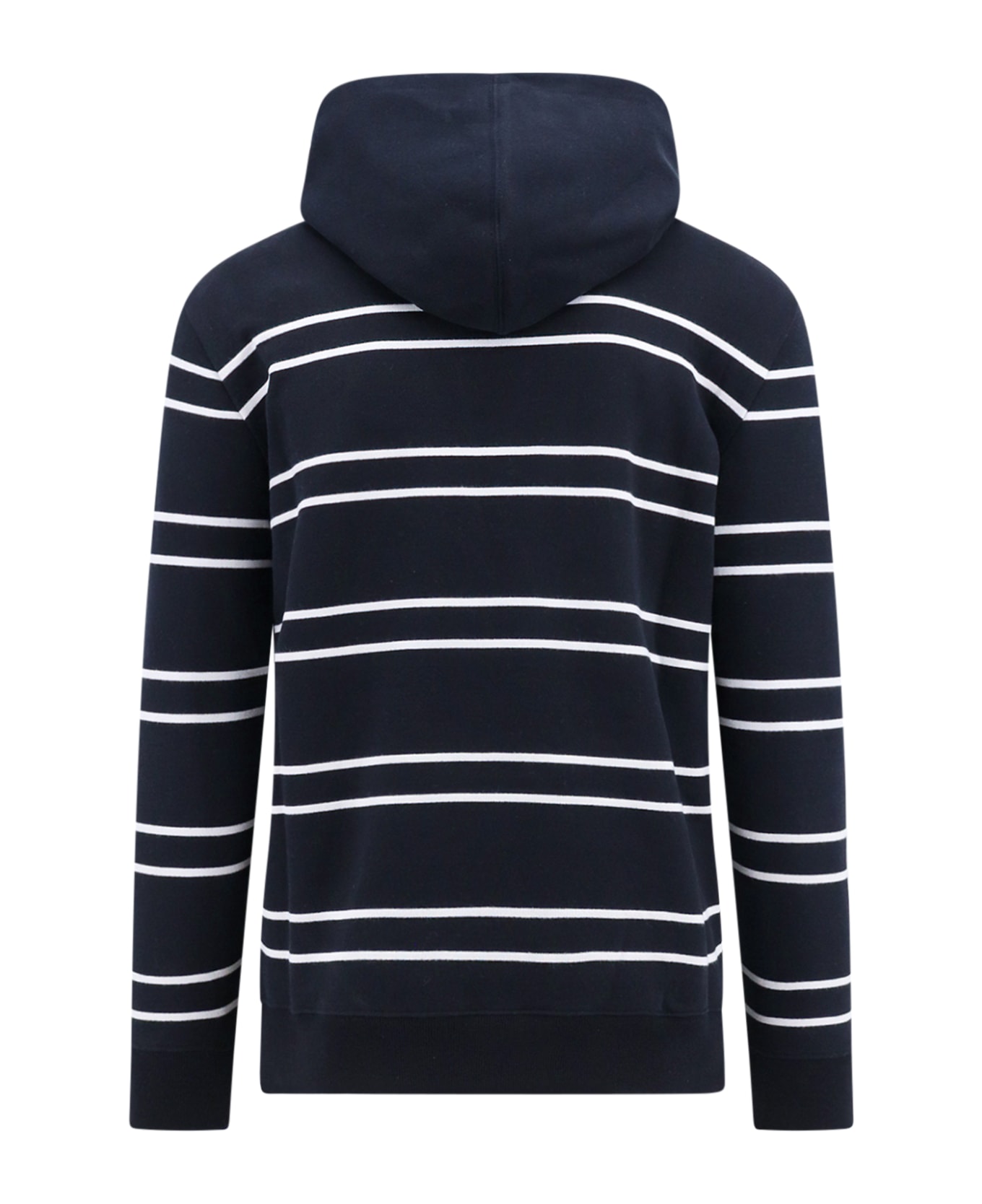 Saint Laurent Cotton Striped Hoodie - Black