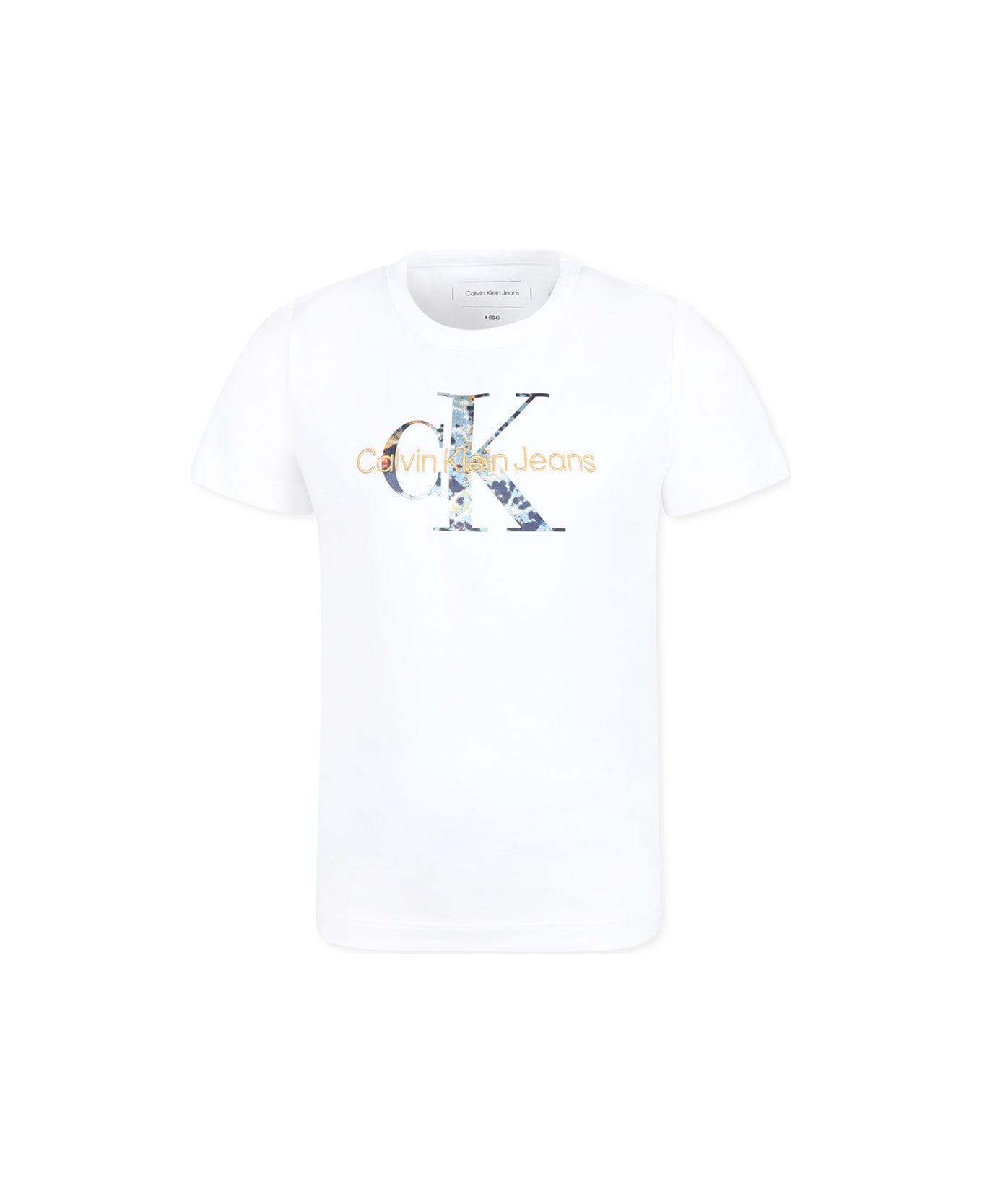 Calvin Klein White T-shirt For Boy With Logo - White