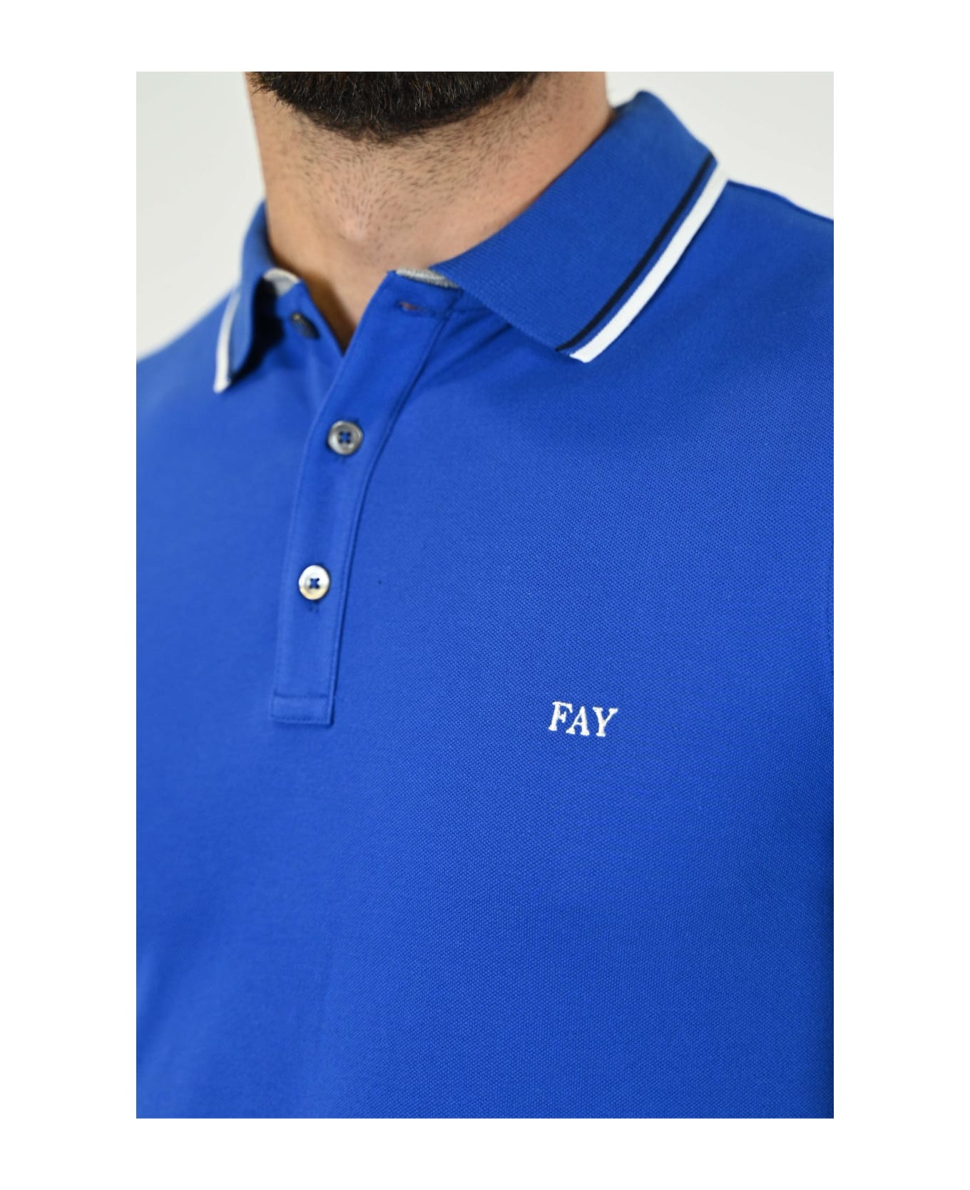 Fay Polo Shirt In Blue Cotton - BLUE