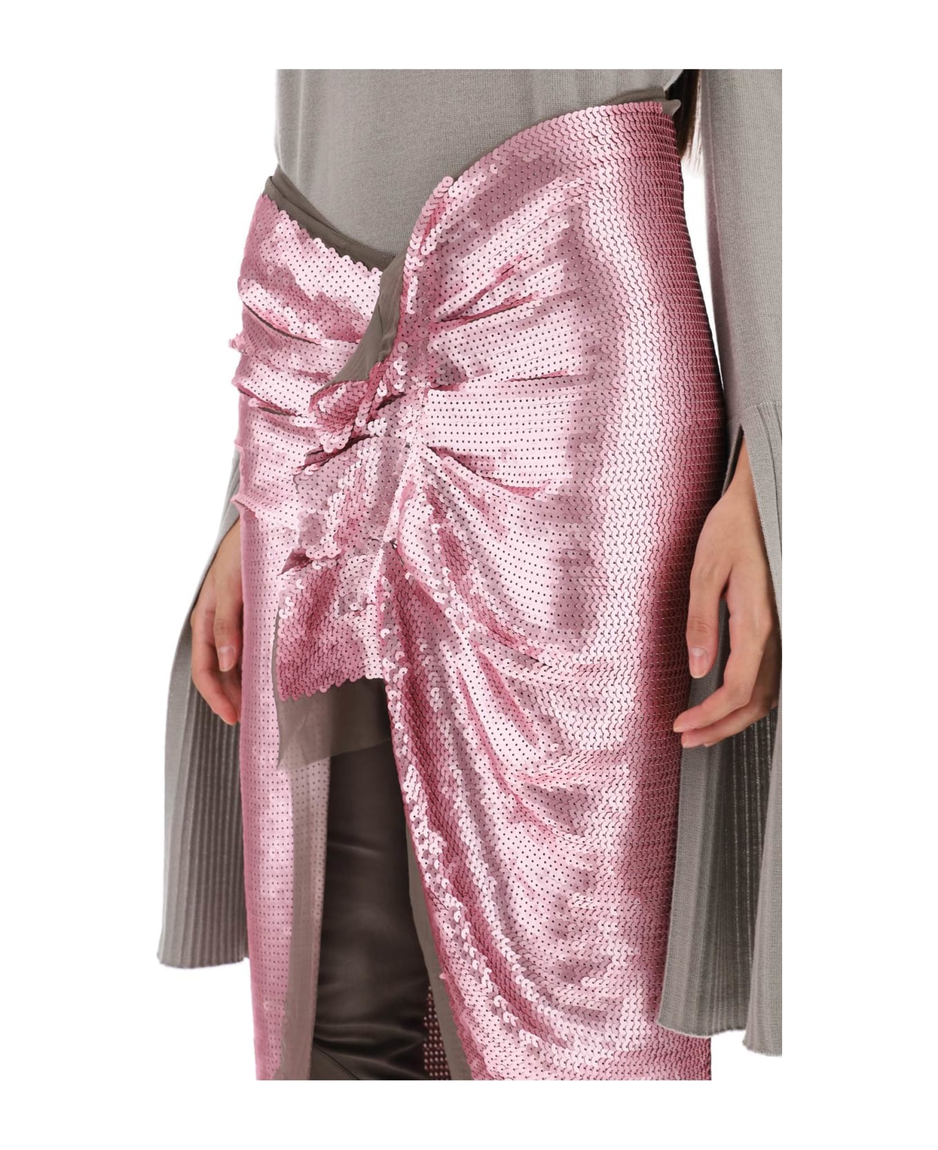 Rick Owens Sequin-embroidered Skirt With Train - Pink