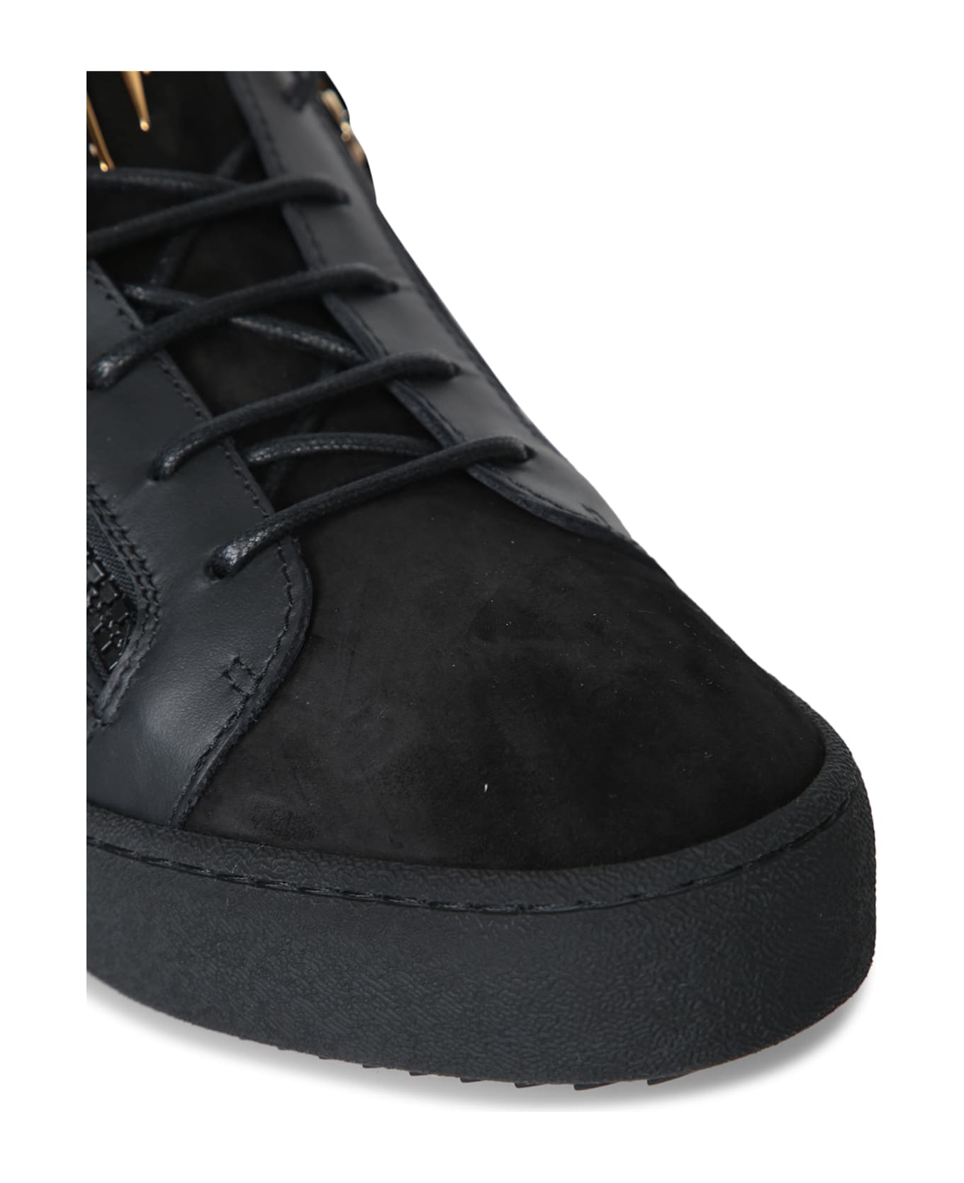Giuseppe Zanotti Zip Logo Black-gold Sneakers - Black