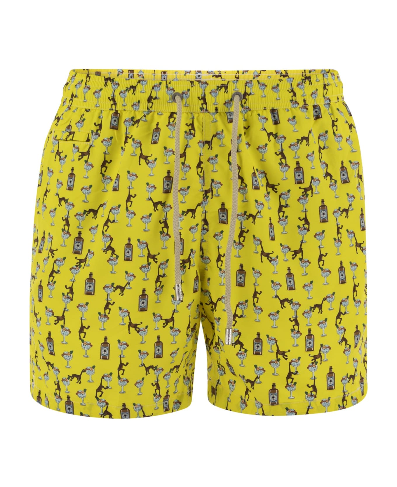 MC2 Saint Barth Lightweight Fabric Swim Boxer Shorts With Print - Yellow 水着