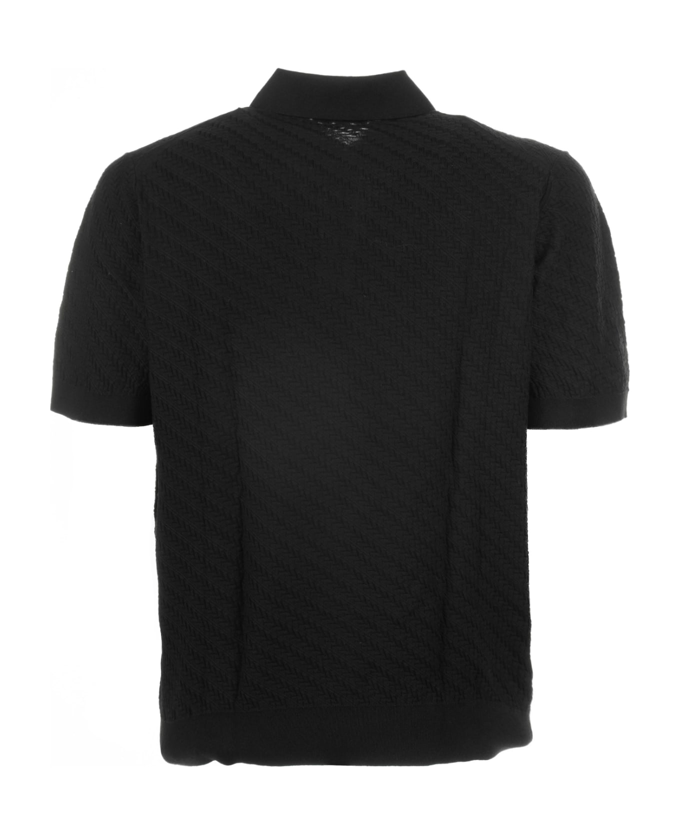 Paolo Pecora Black Short-sleeved Polo Shirt In Cotton - NERO