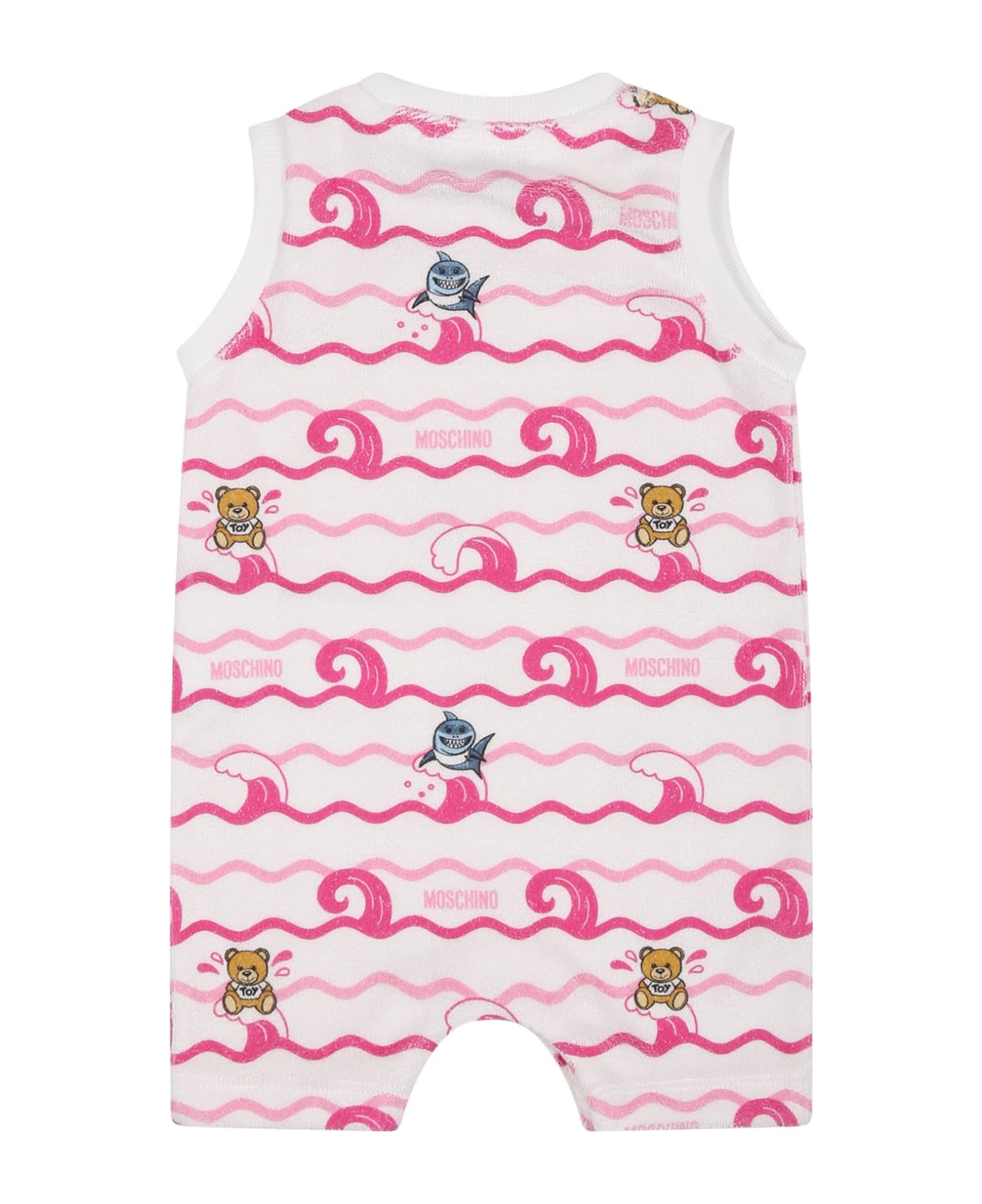 Moschino Pink Set For Baby Girl With Print And Teddy Bear - Pink ボディスーツ＆セットアップ