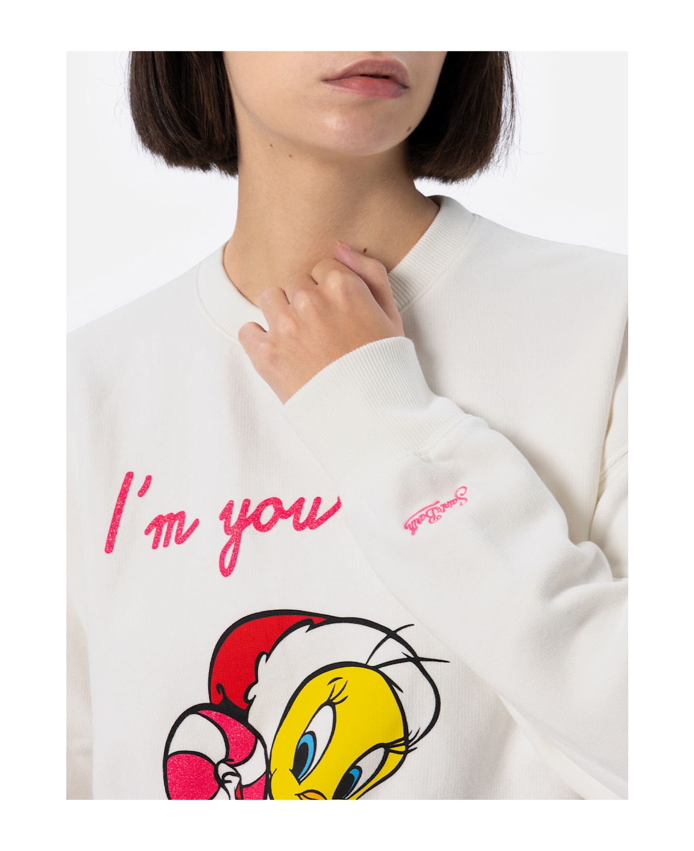 MC2 Saint Barth Woman Fleece Sweatshirt With Tweety Print | Warner Bros - WHITE