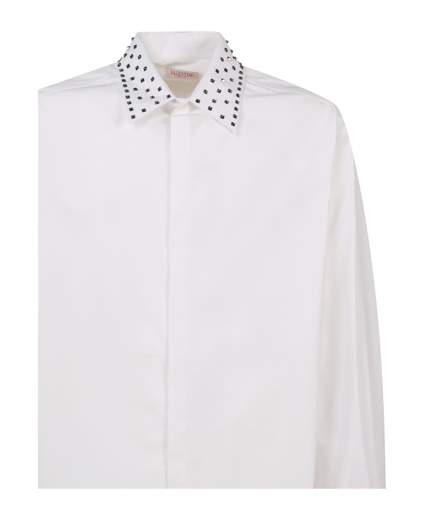 Valentino Garavani Long-sleeved Shirt With Stud Collar - Optical white