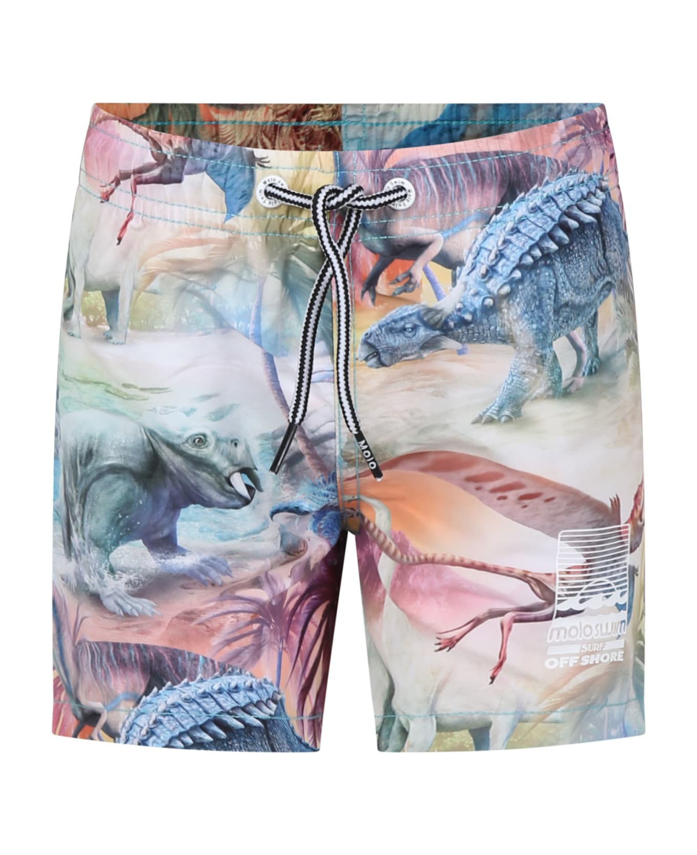 Molo Multicolor Swim Shorts For Boy With Dinosaur Print - Multicolor
