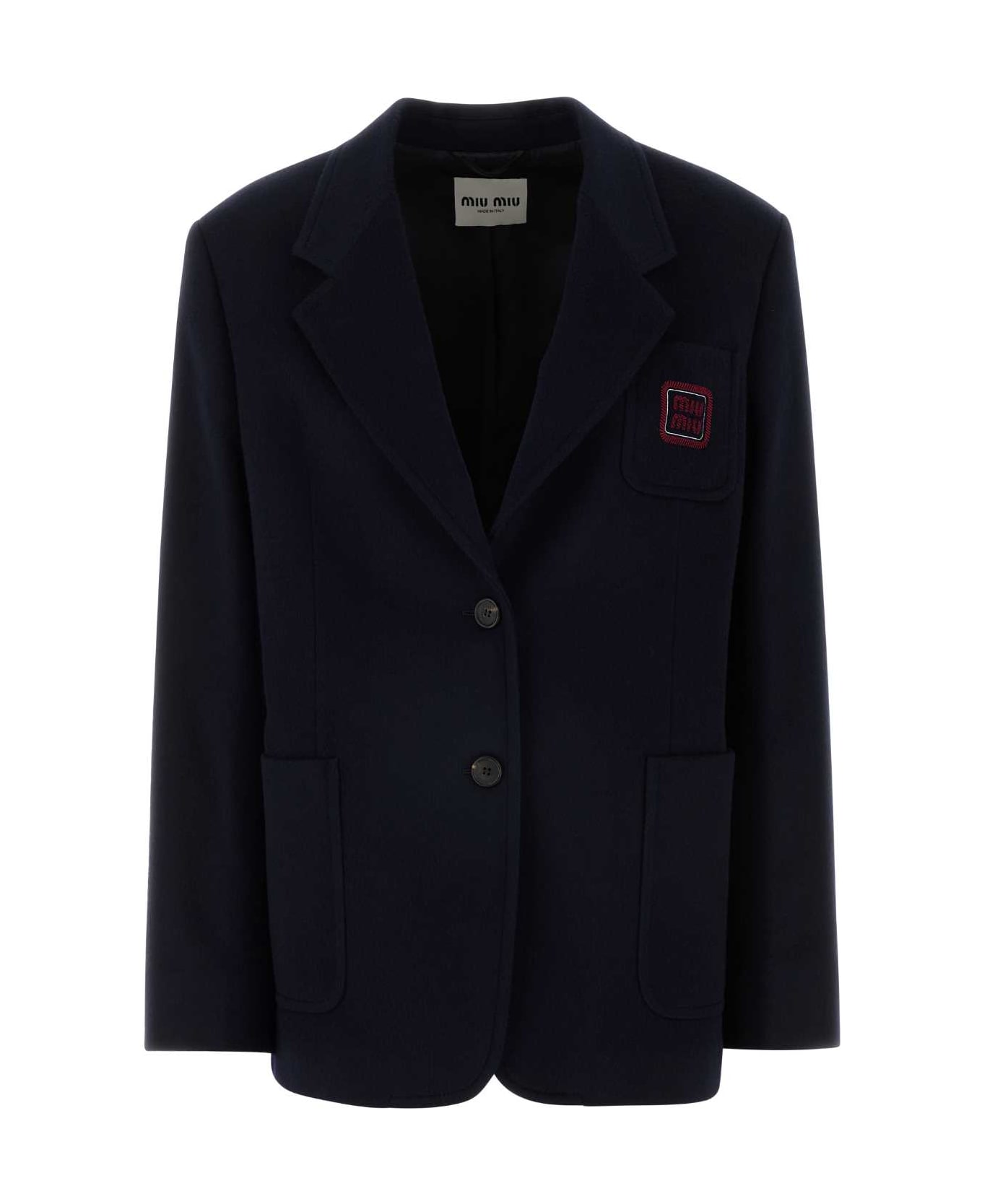 Miu Miu Midnight Blue Wool Blend Blazer - BLEU