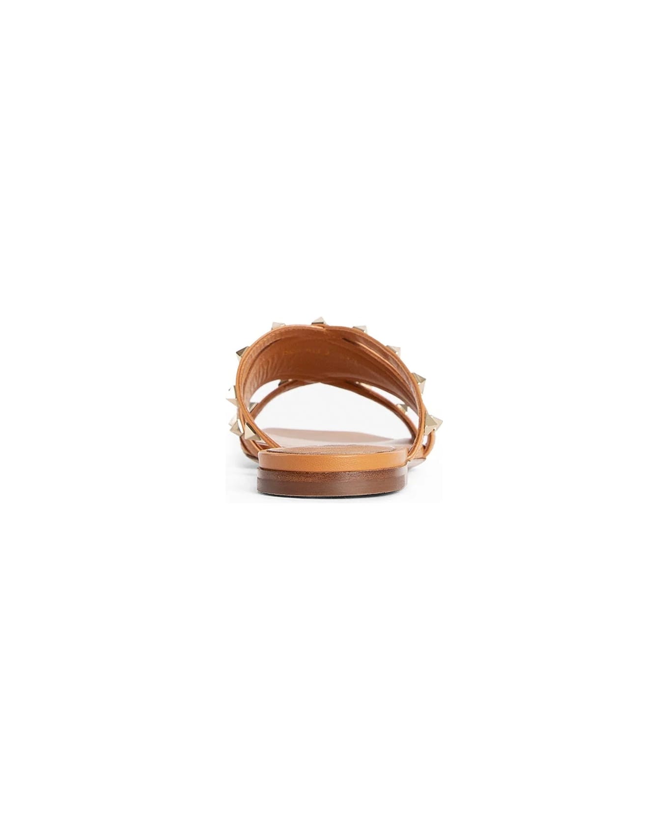 Valentino Garavani Garavani Rockstud Leather Flat Sandals - Brown