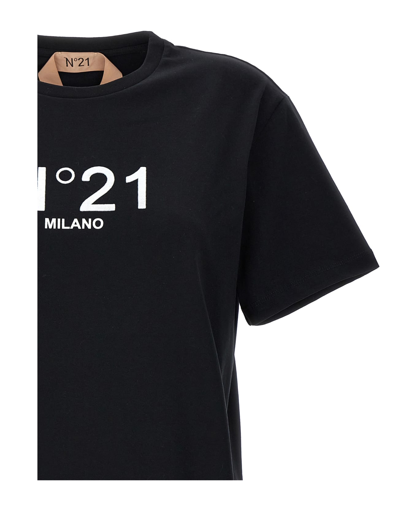 N.21 Flocked Logo T-shirt - Black   Tシャツ