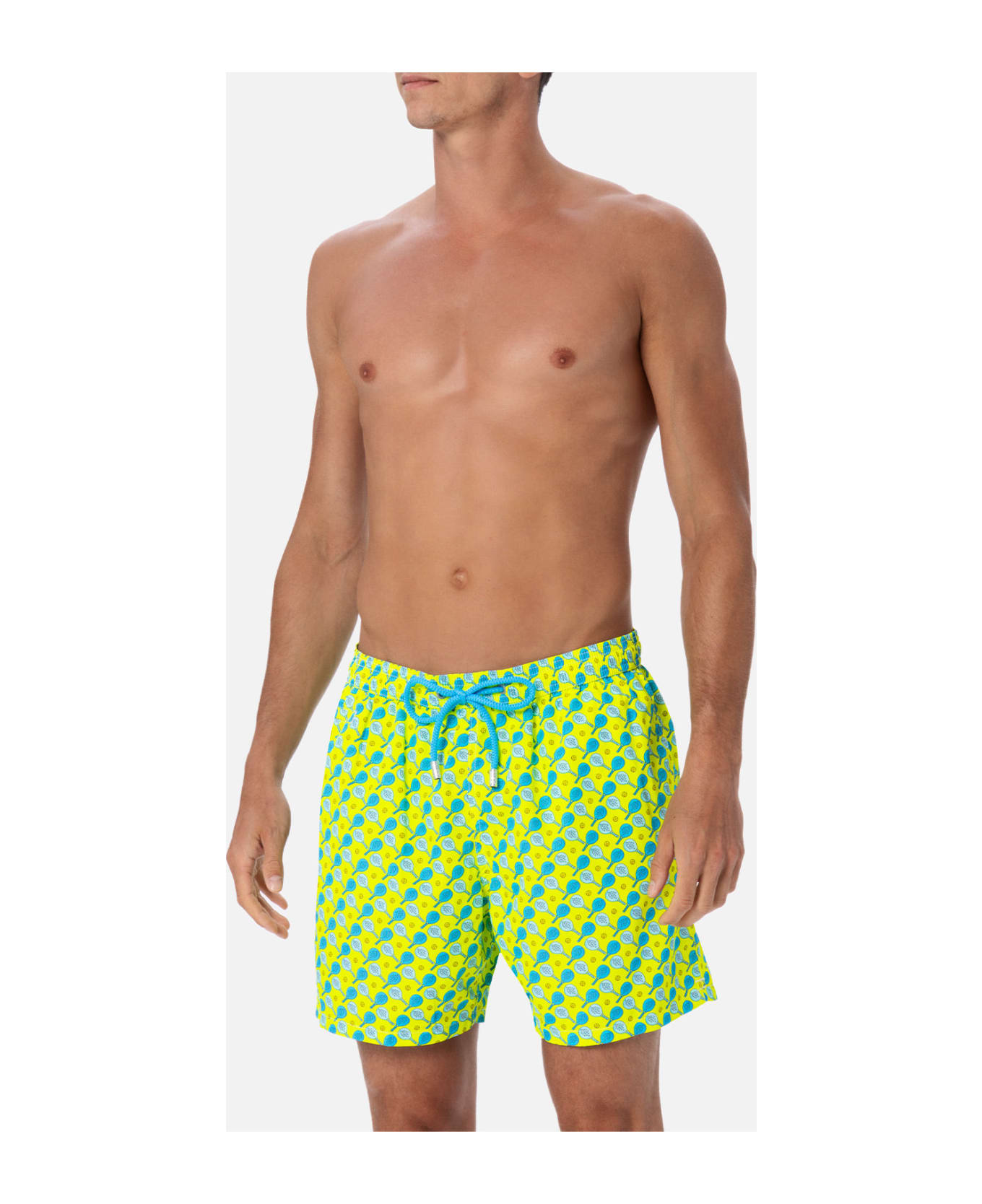MC2 Saint Barth Man Lightweight Fabric Swim-shorts Lighting Micro Fantasy With Padel Print - YELLOW
