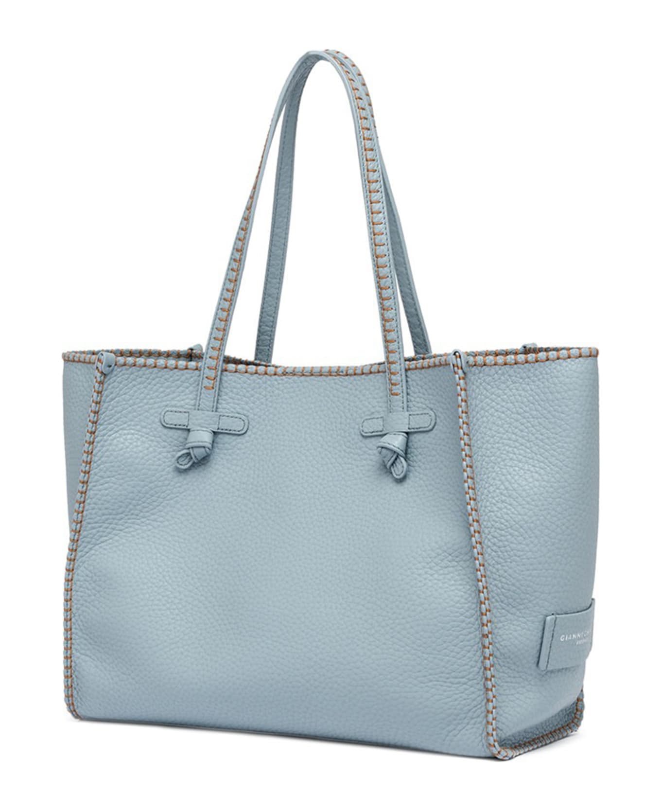 Gianni Chiarini Light Blue Marcella Shopping Bag In Bubble Leather - ARTICO トートバッグ